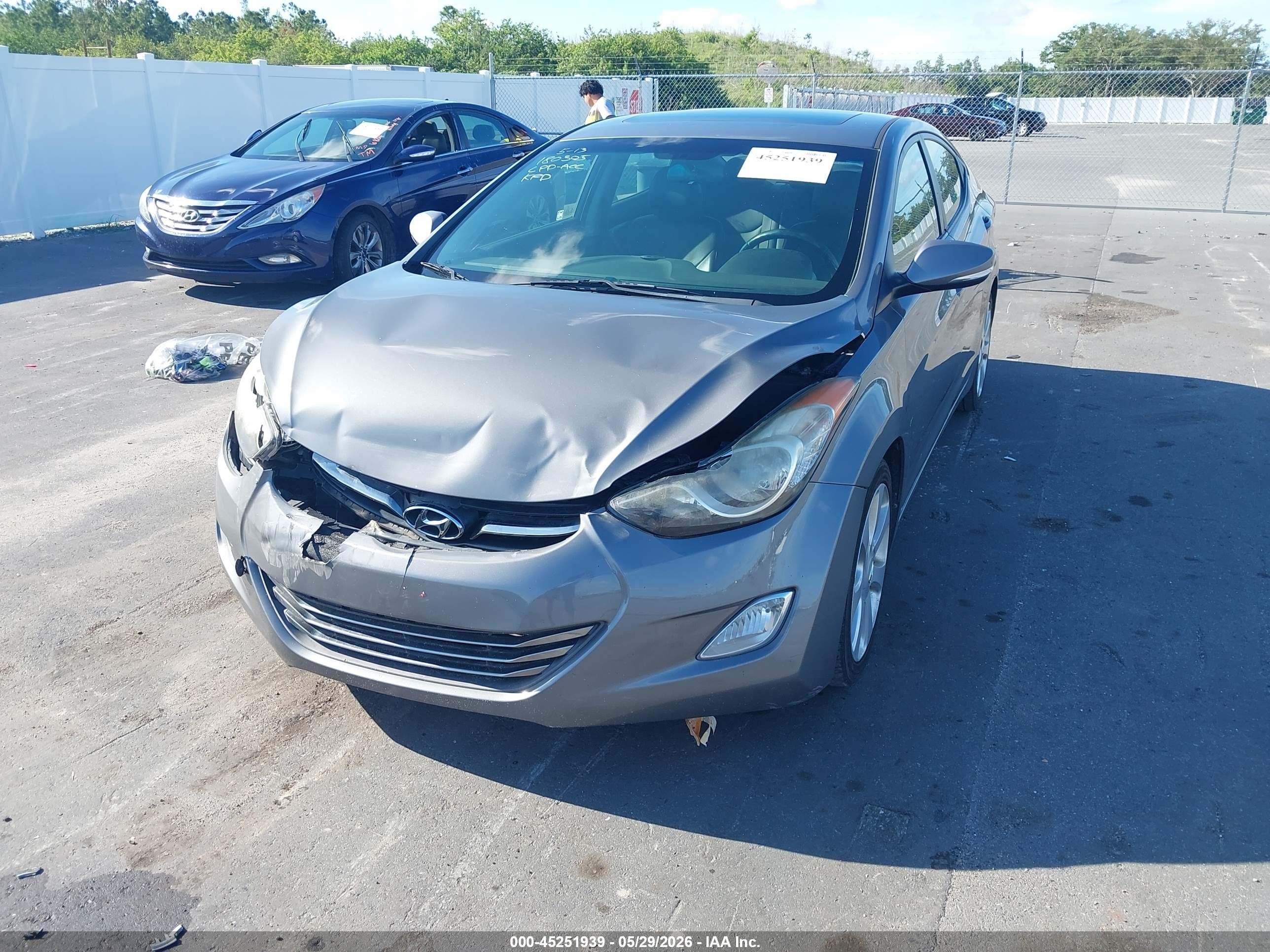 2013 Hyundai Elantra Limited Gray vin: 5NPDH4AEXDH454907