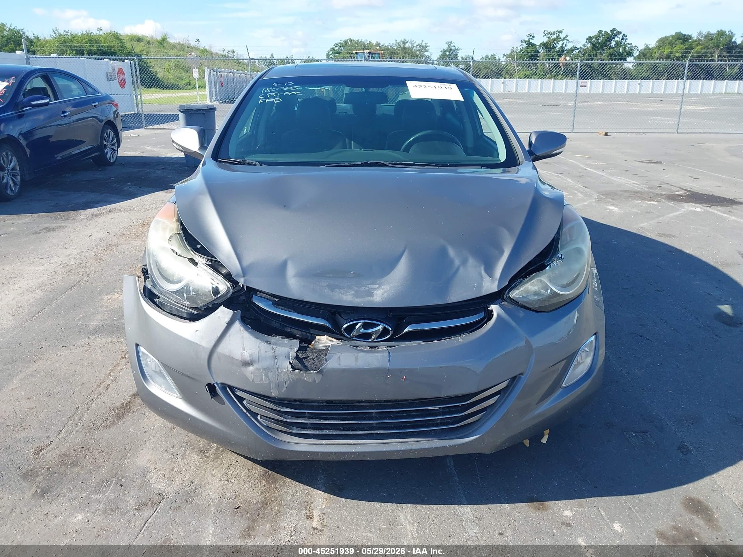 2013 Hyundai Elantra Limited Gray vin: 5NPDH4AEXDH454907
