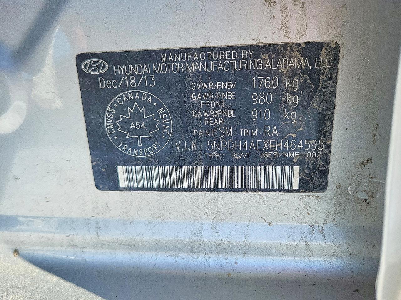2014 Hyundai Elantra Se Серебряный vin: 5NPDH4AEXEH464595