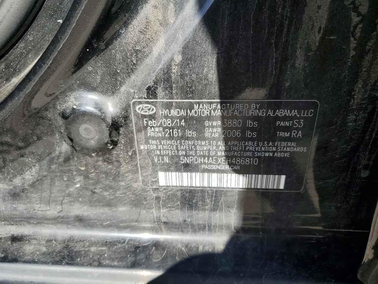 2014 Hyundai Elantra Se Black vin: 5NPDH4AEXEH486810