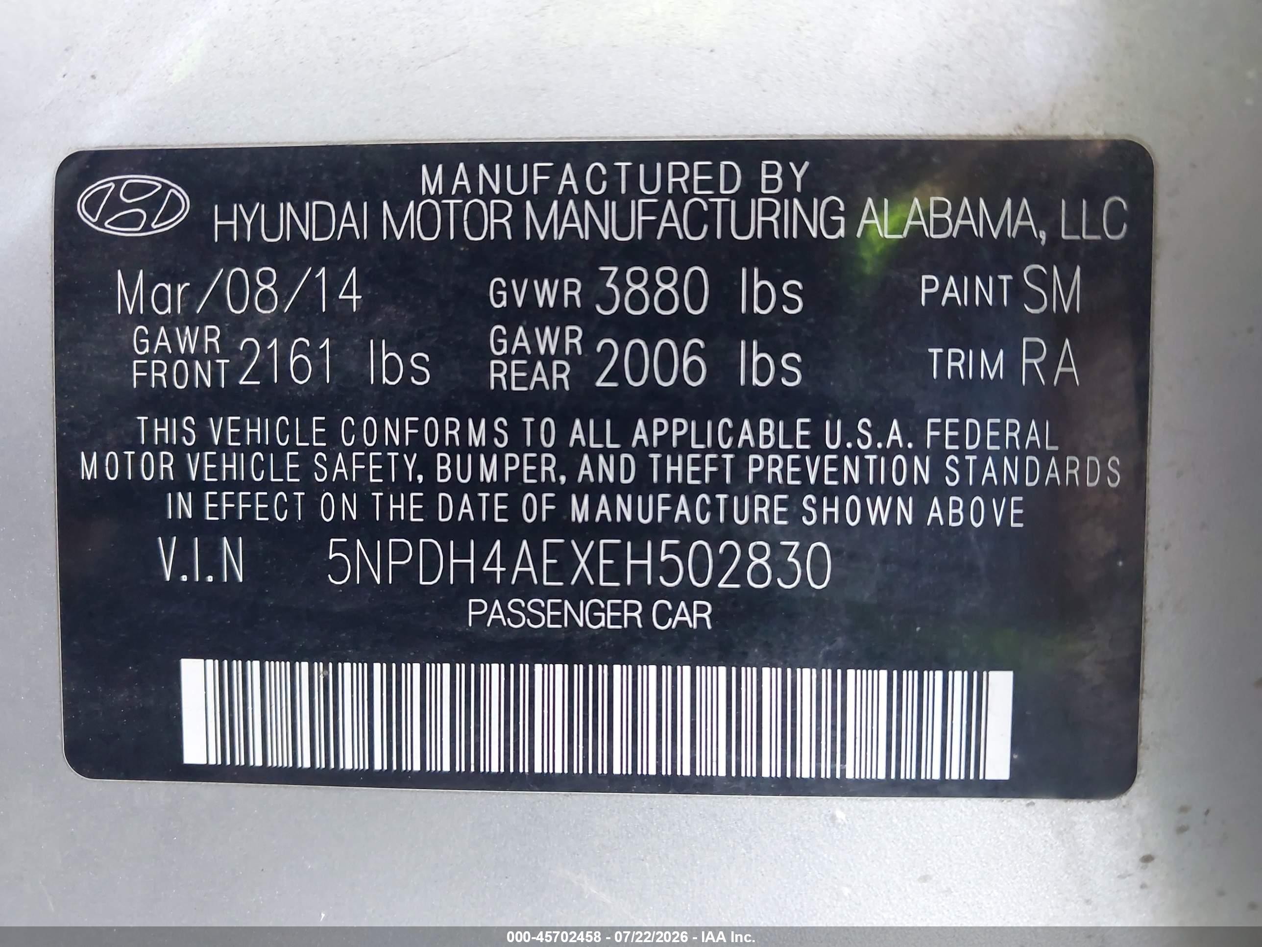 2014 Hyundai Elantra Se Silver vin: 5NPDH4AEXEH502830