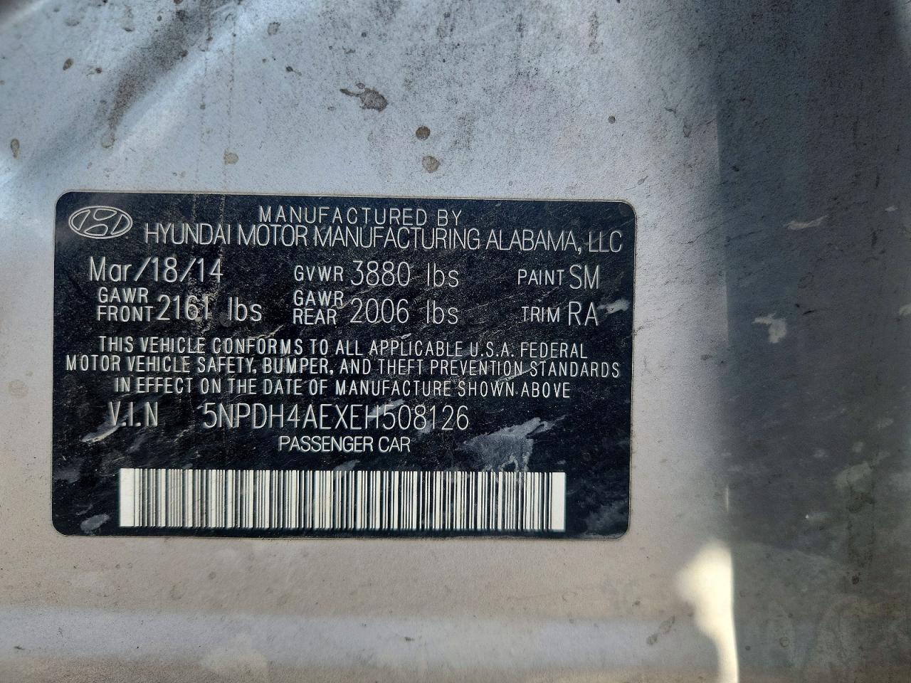 2014 Hyundai Elantra Se Silver vin: 5NPDH4AEXEH508126