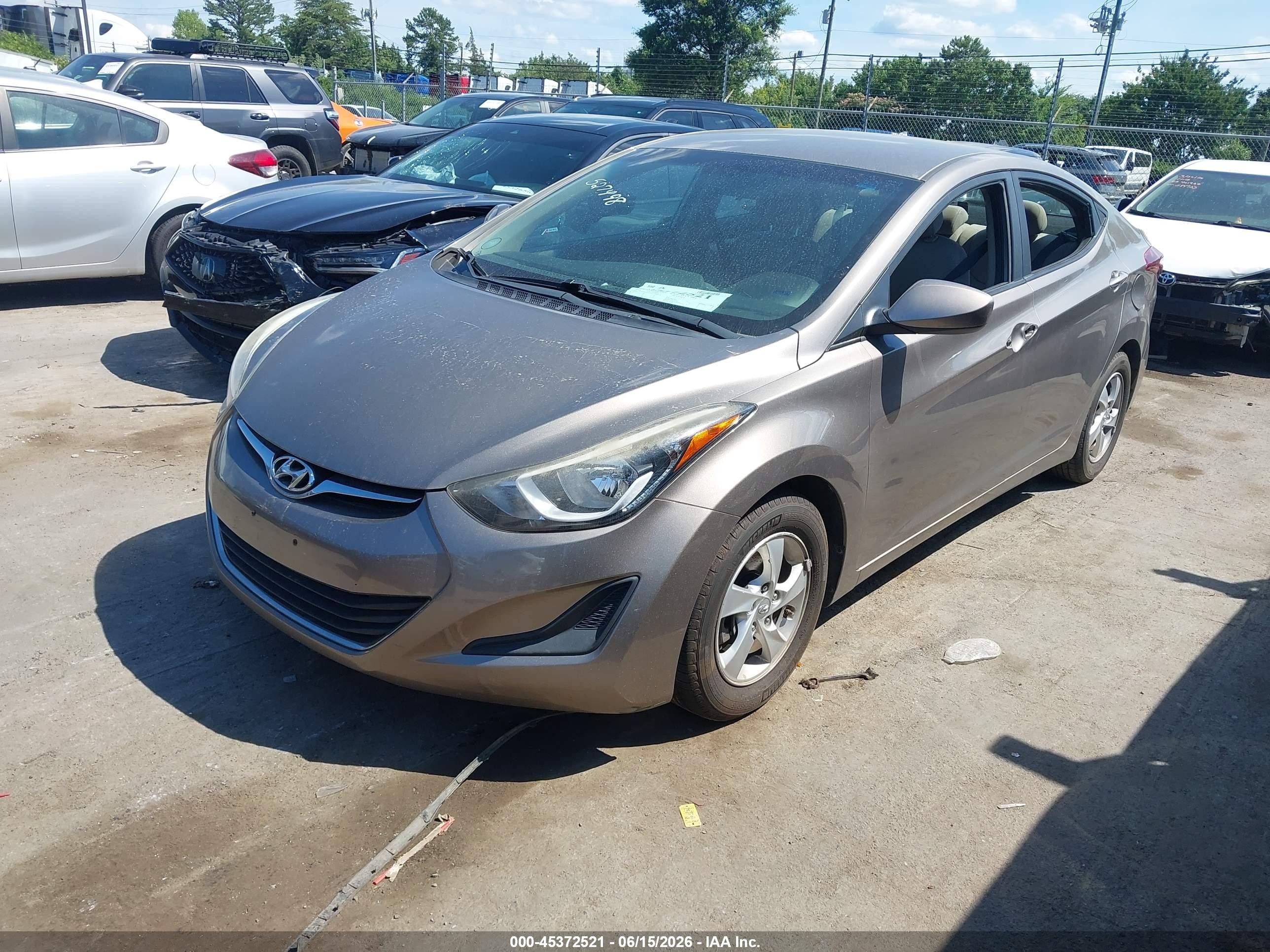 2014 Hyundai Elantra Se Dark Brown vin: 5NPDH4AEXEH527498
