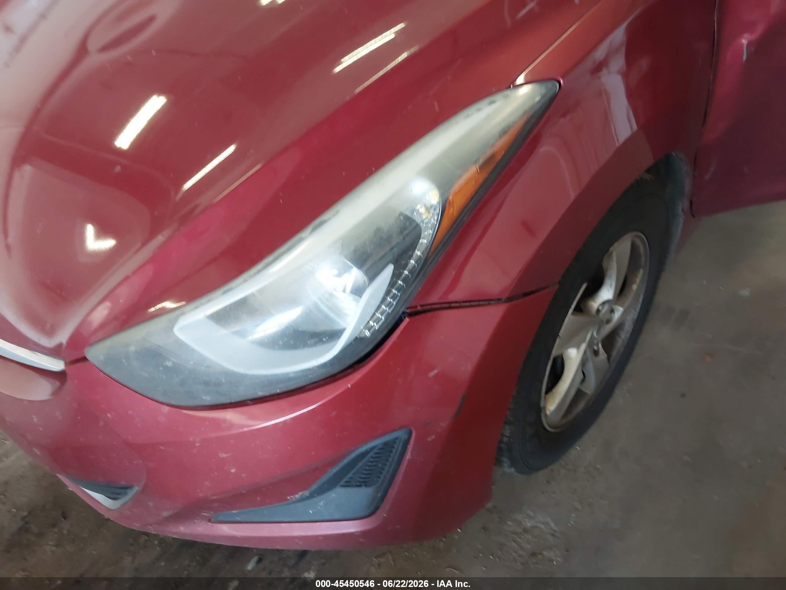 2014 Hyundai Elantra Se Red vin: 5NPDH4AEXEH530949