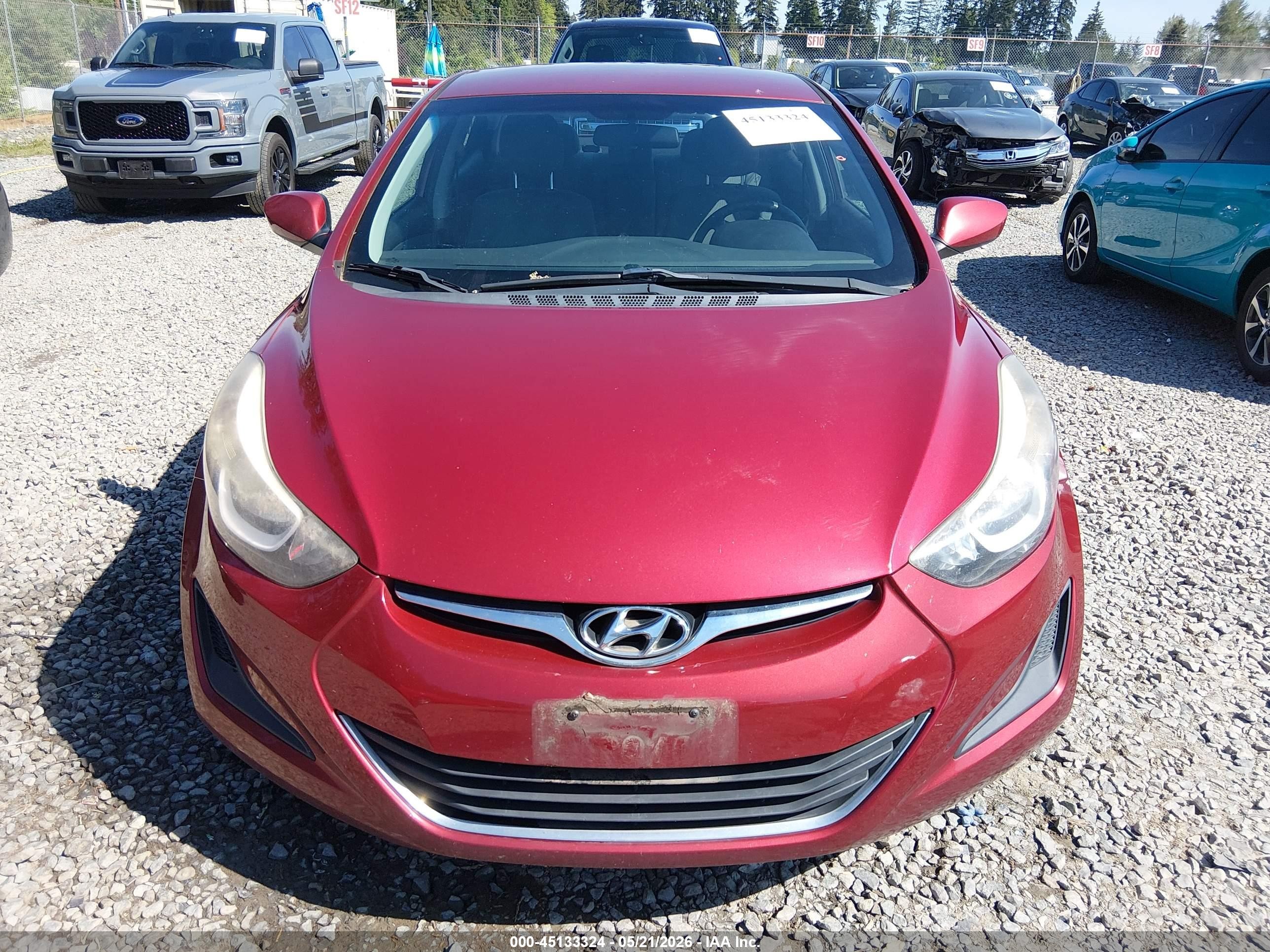 2014 Hyundai Elantra Se Red vin: 5NPDH4AEXEH540297