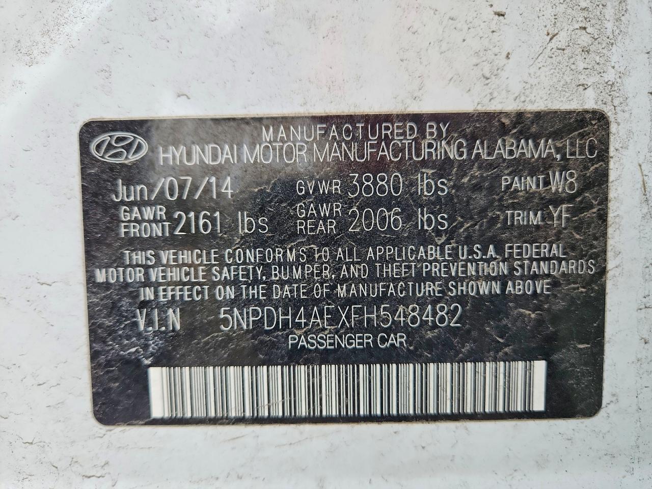 2015 Hyundai Elantra Se Белый vin: 5NPDH4AEXFH548482