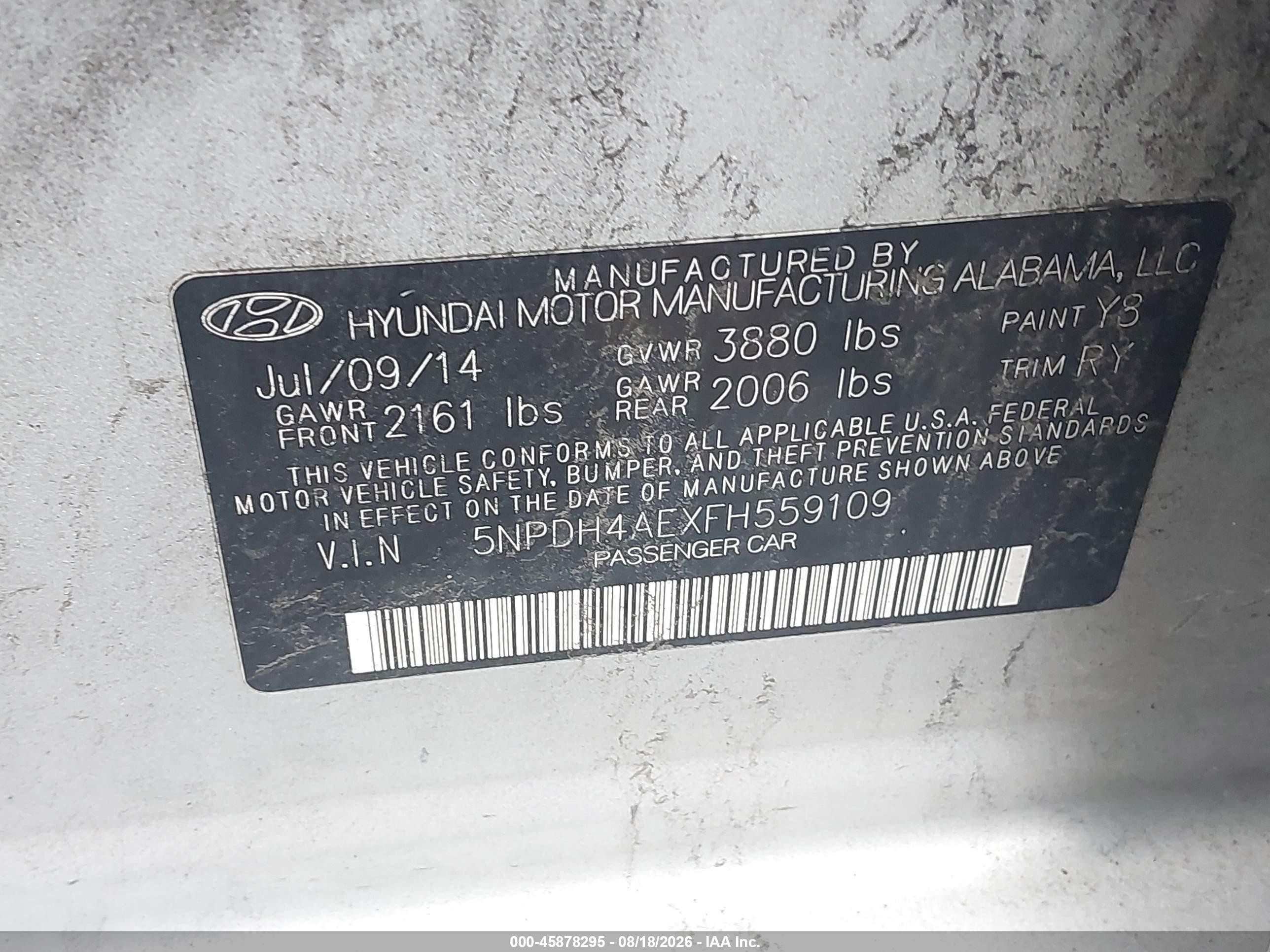 2015 Hyundai Elantra Se Silver vin: 5NPDH4AEXFH559109