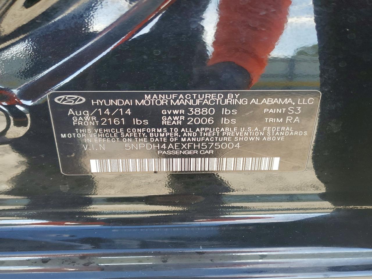2015 Hyundai Elantra Se Black vin: 5NPDH4AEXFH575004