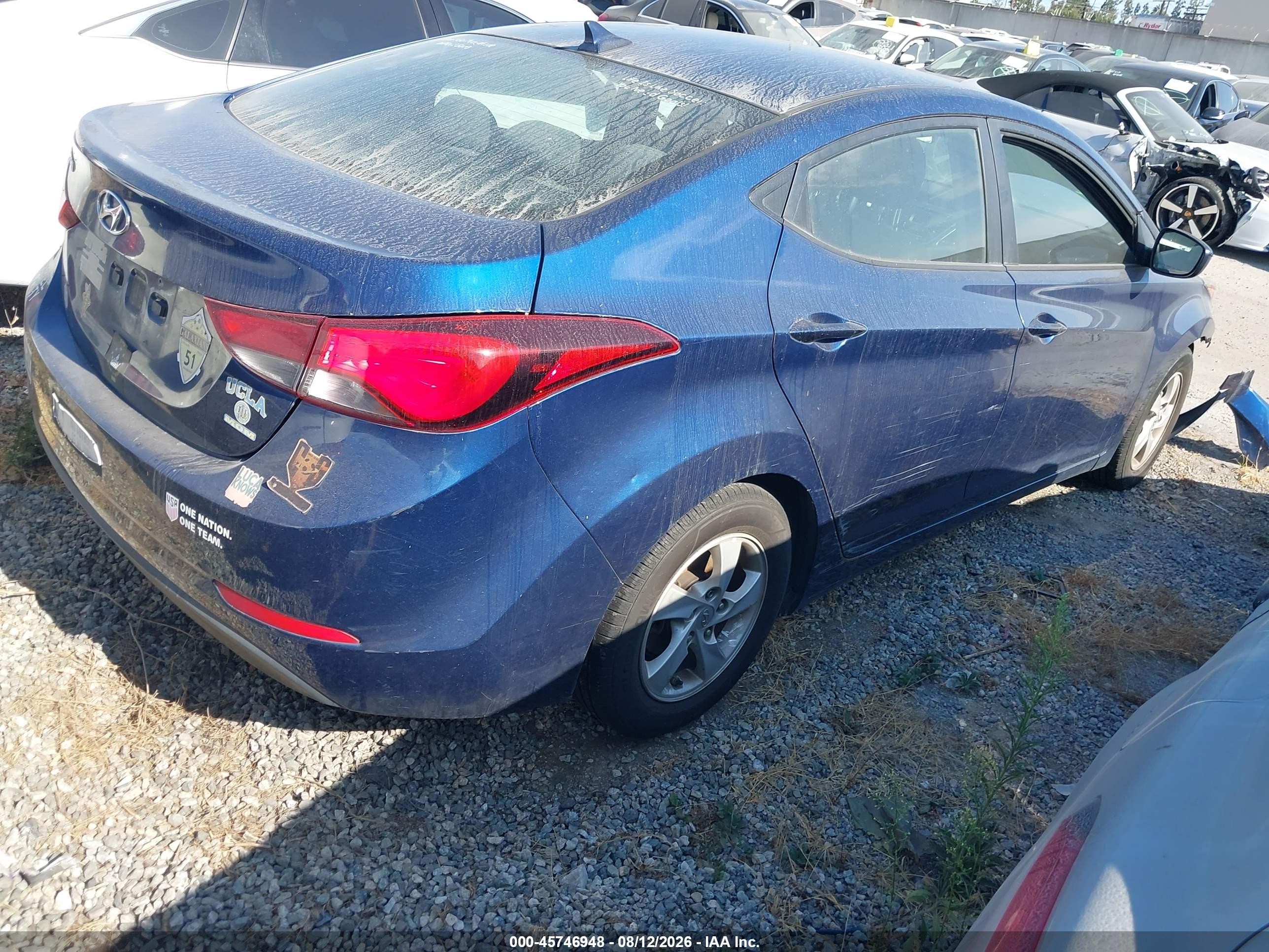 2015 Hyundai Elantra Se Blue vin: 5NPDH4AEXFH584897