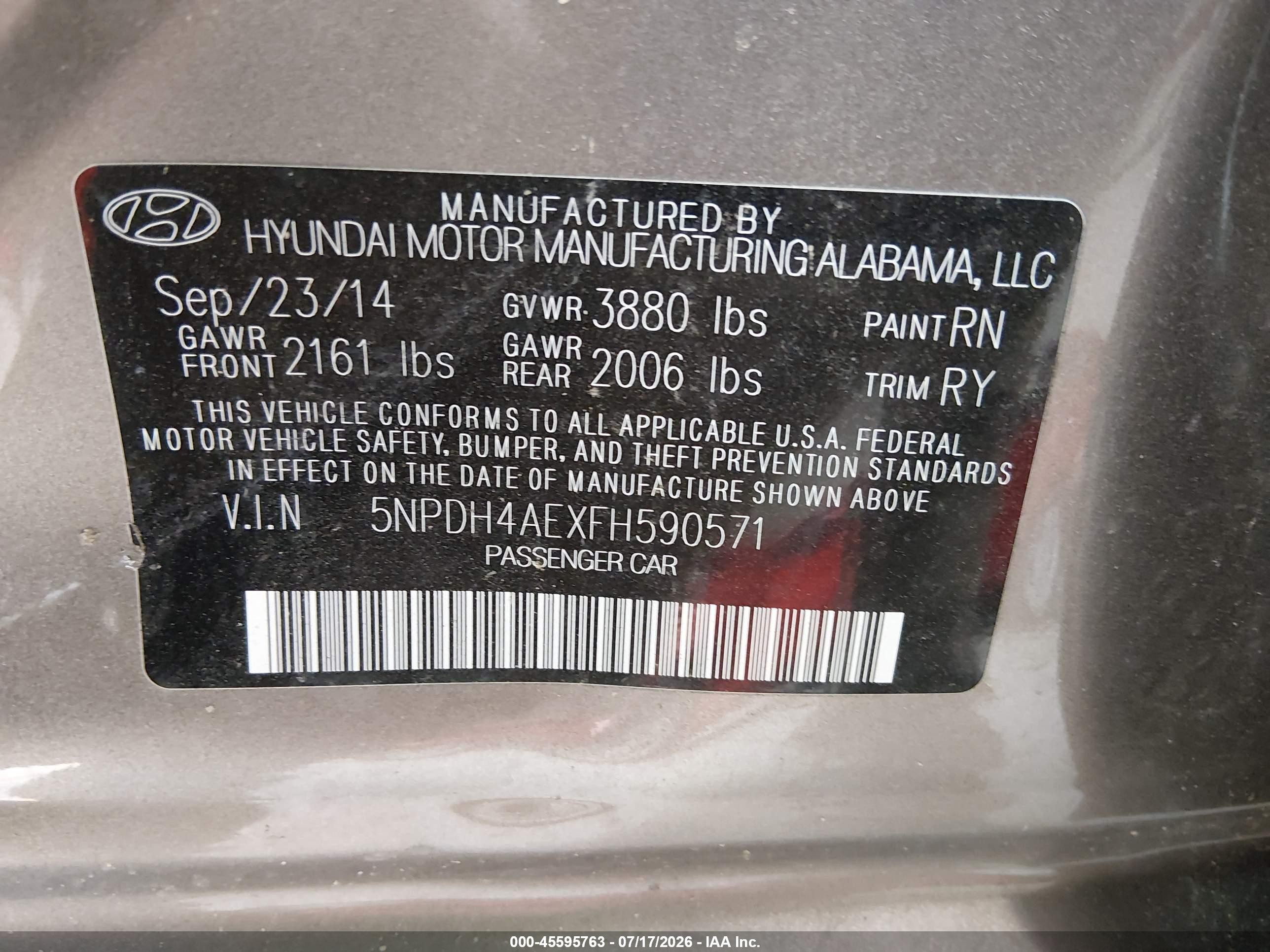 2015 Hyundai Elantra Se Серый vin: 5NPDH4AEXFH590571