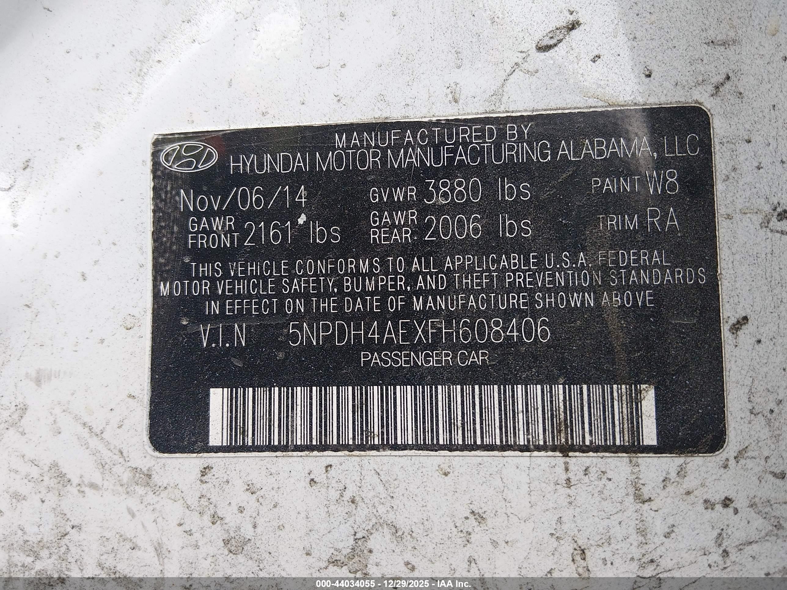 2015 Hyundai Elantra Se Белый vin: 5NPDH4AEXFH608406