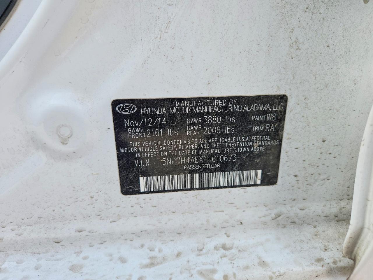2015 Hyundai Elantra Se White vin: 5NPDH4AEXFH610673