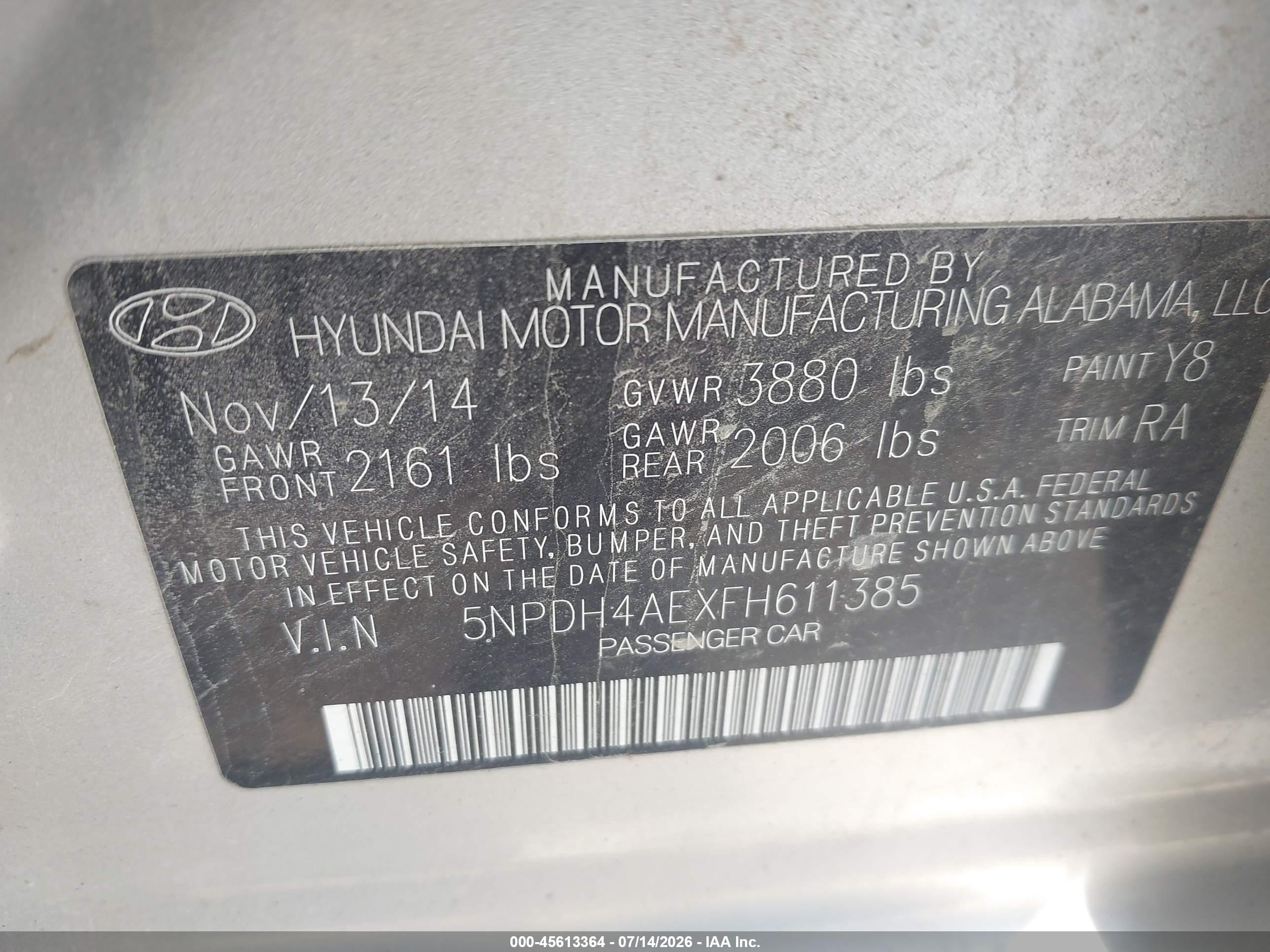 2015 Hyundai Elantra Se Silver vin: 5NPDH4AEXFH611385