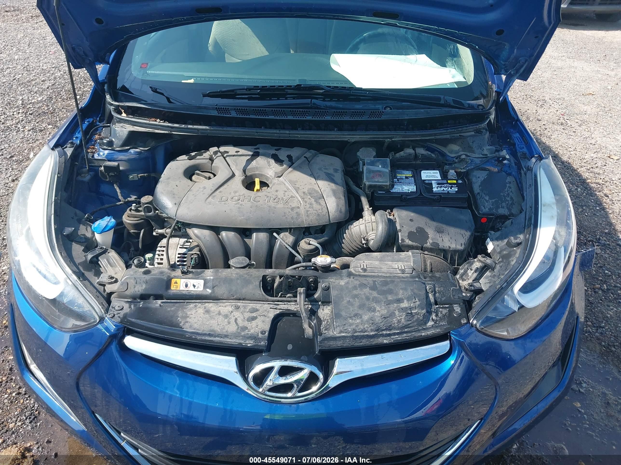 2015 Hyundai Elantra Se Blue vin: 5NPDH4AEXFH620233