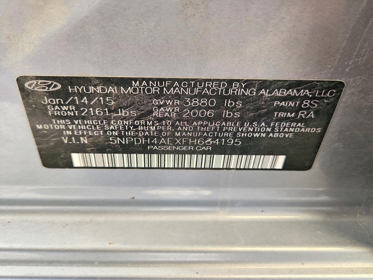2015 Hyundai Elantra Se Silver vin: 5NPDH4AEXFH634195