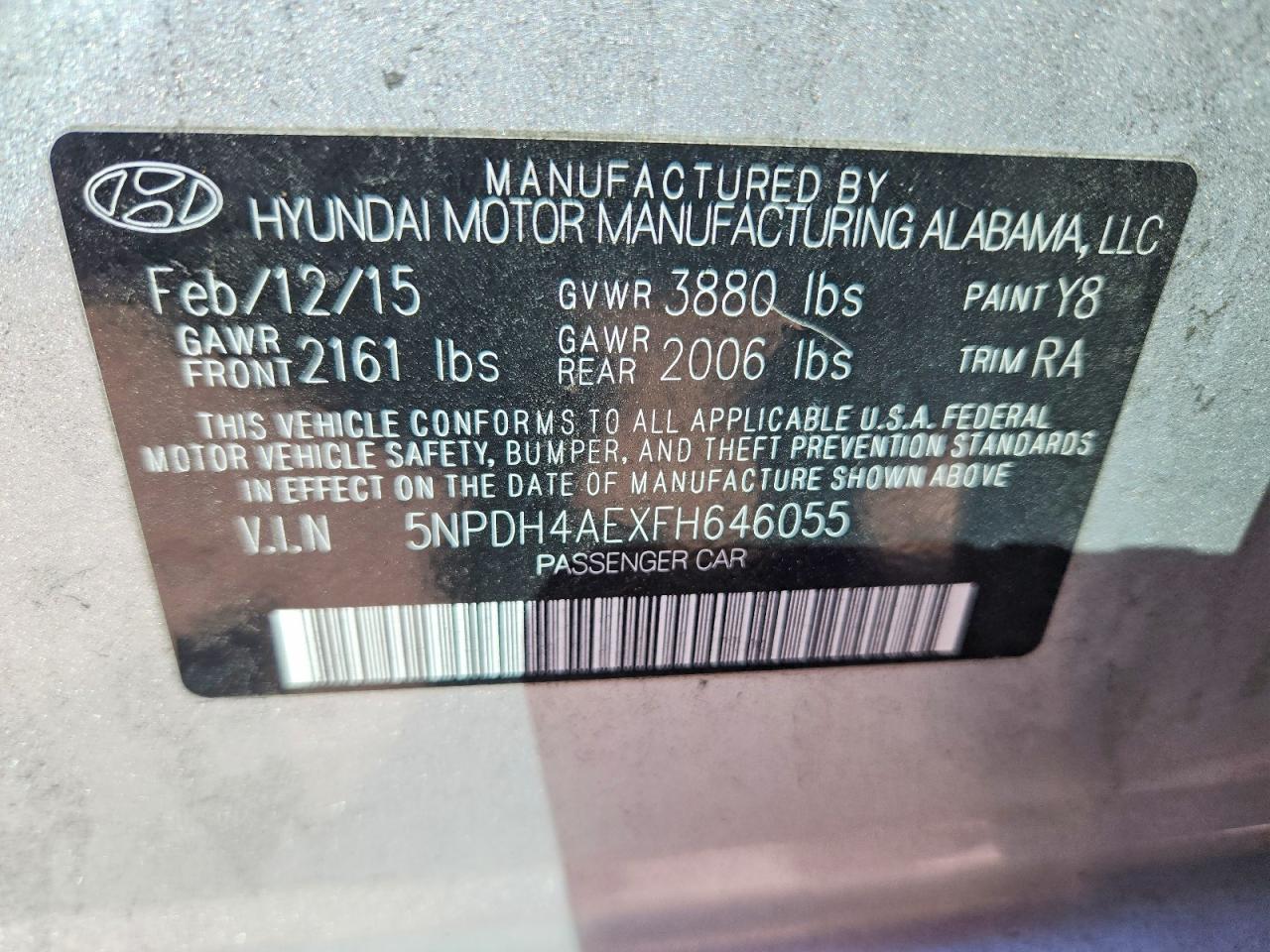 2015 Hyundai Elantra Se Silver vin: 5NPDH4AEXFH646055