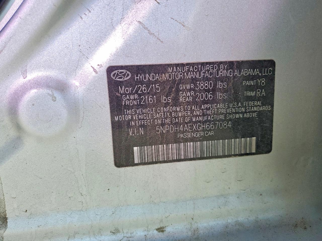 2016 Hyundai Elantra Se Silver vin: 5NPDH4AEXGH667084