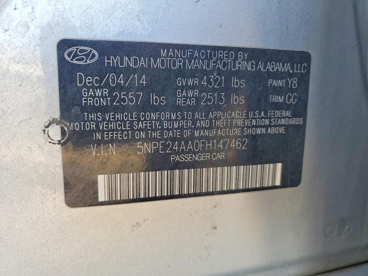 2015 Hyundai Sonata Silver vin: 5NPE24AA0FH147462