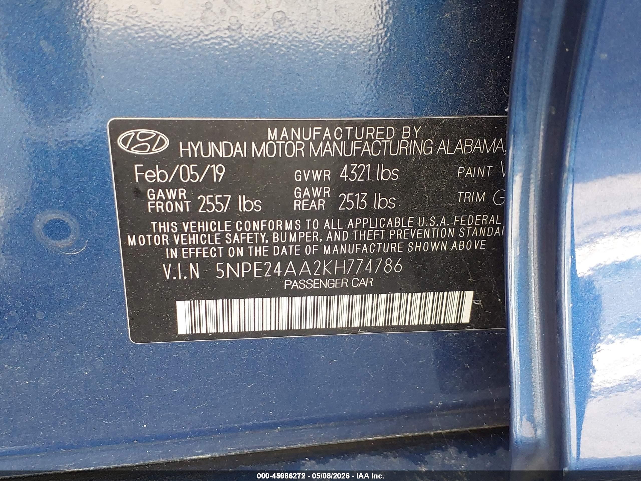 2019 Hyundai Sonata Eco Синий vin: 5NPE24AA2KH774786
