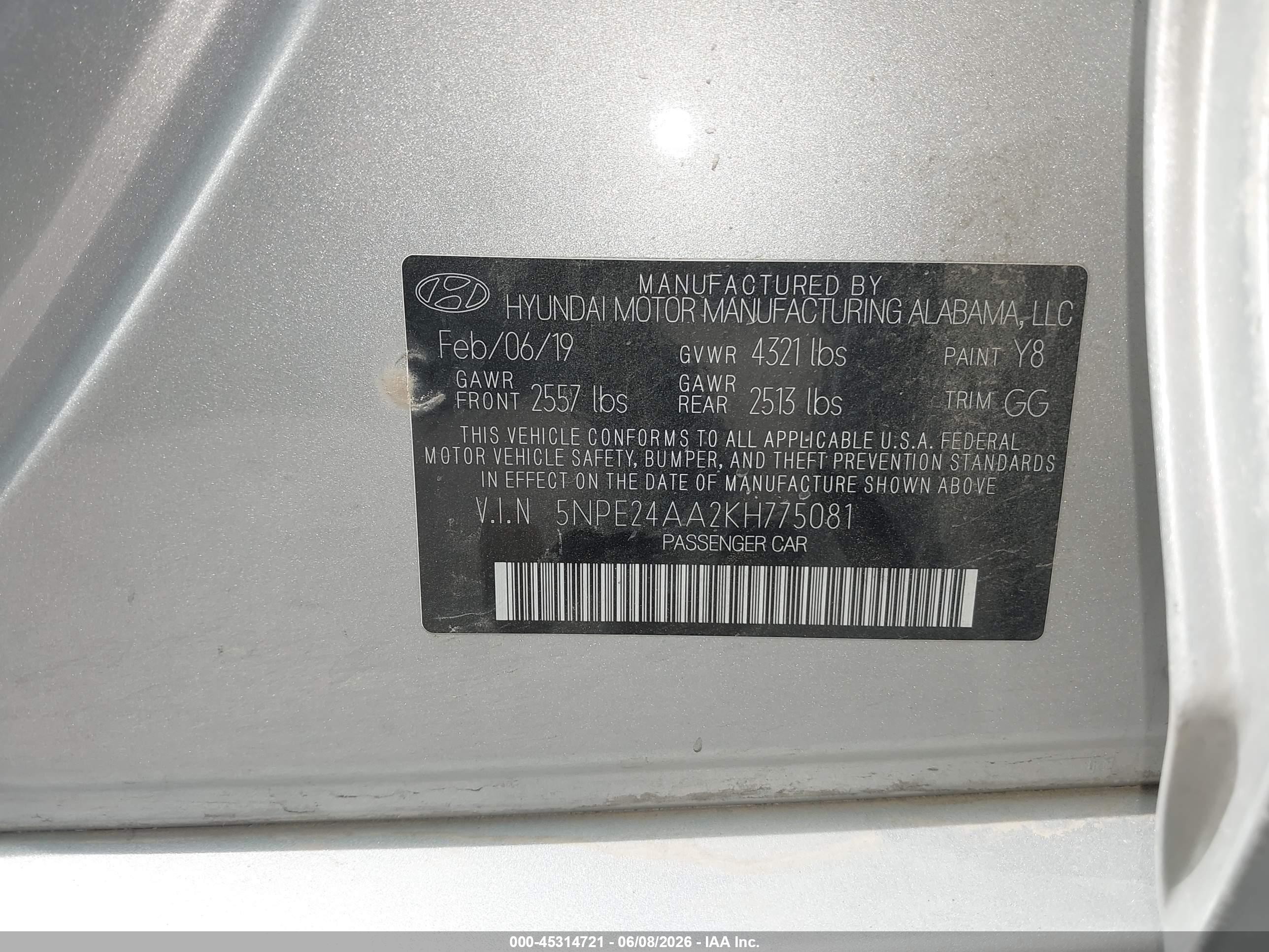 2019 Hyundai Sonata Eco Silver vin: 5NPE24AA2KH775081