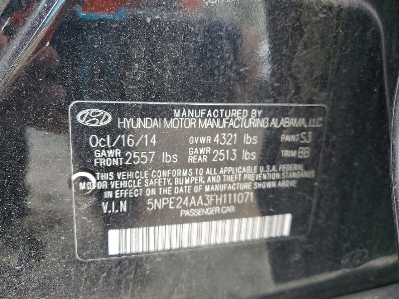 2015 Hyundai Sonata Eco Black vin: 5NPE24AA3FH111071