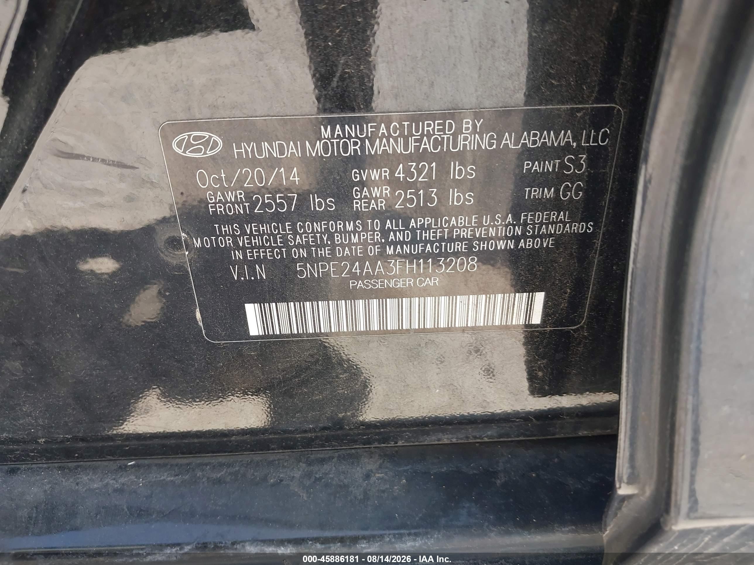 2015 Hyundai Sonata Eco Black vin: 5NPE24AA3FH113208