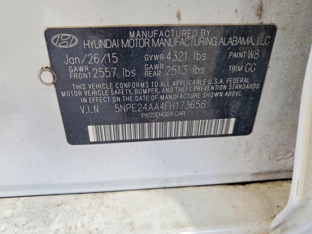 2015 Hyundai Sonata Eco White vin: 5NPE24AA4FH173658