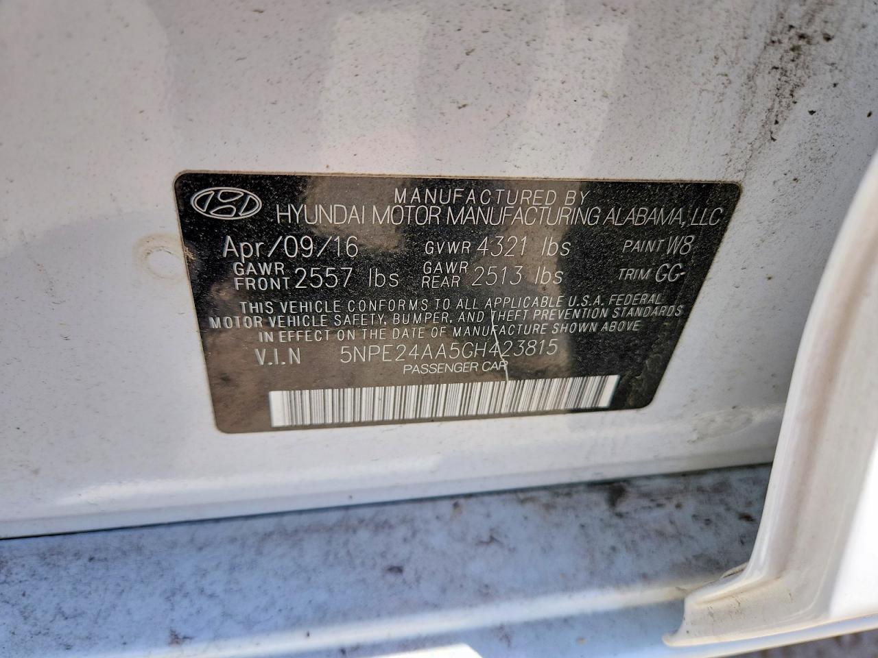 2016 Hyundai Sonata Eco White vin: 5NPE24AA5GH423815