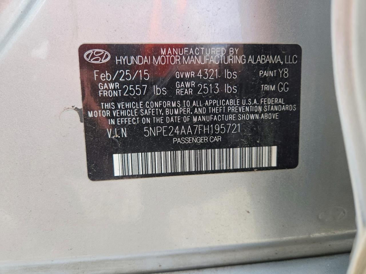 2015 Hyundai Sonata Eco Silver vin: 5NPE24AA7FH195721