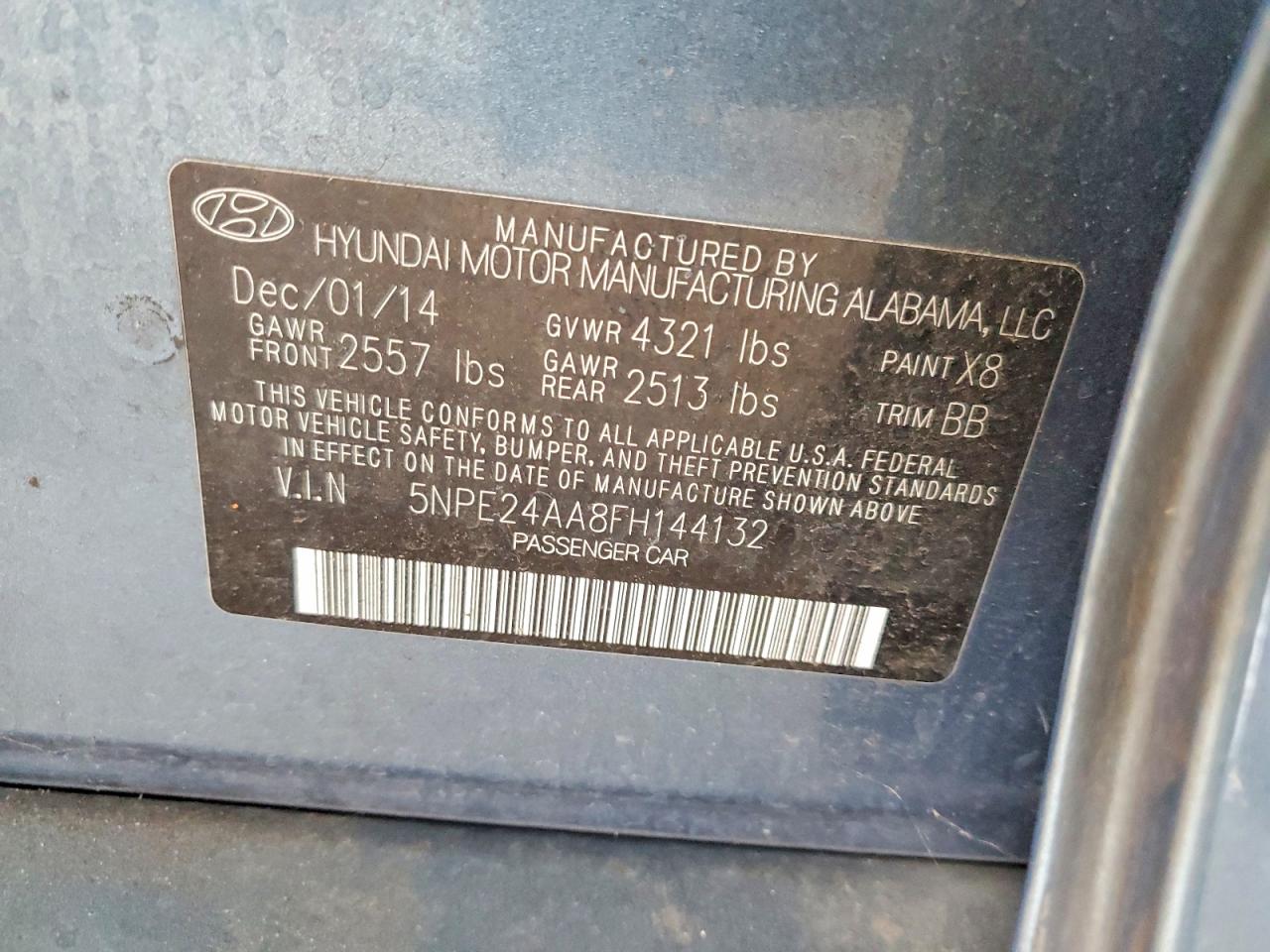 2015 Hyundai Sonata Eco Gray vin: 5NPE24AA8FH144132