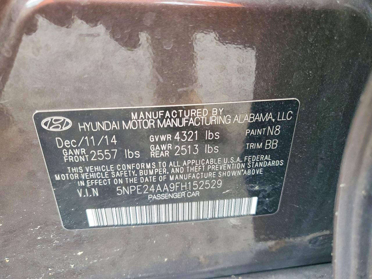 2015 Hyundai Sonata Eco Gray vin: 5NPE24AA9FH152529