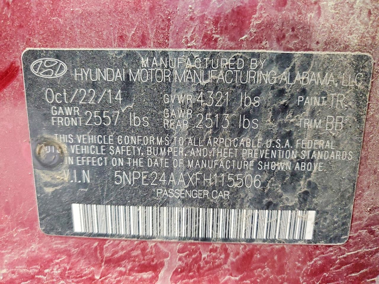 2015 Hyundai Sonata Eco Бордовый vin: 5NPE24AAXFH115506