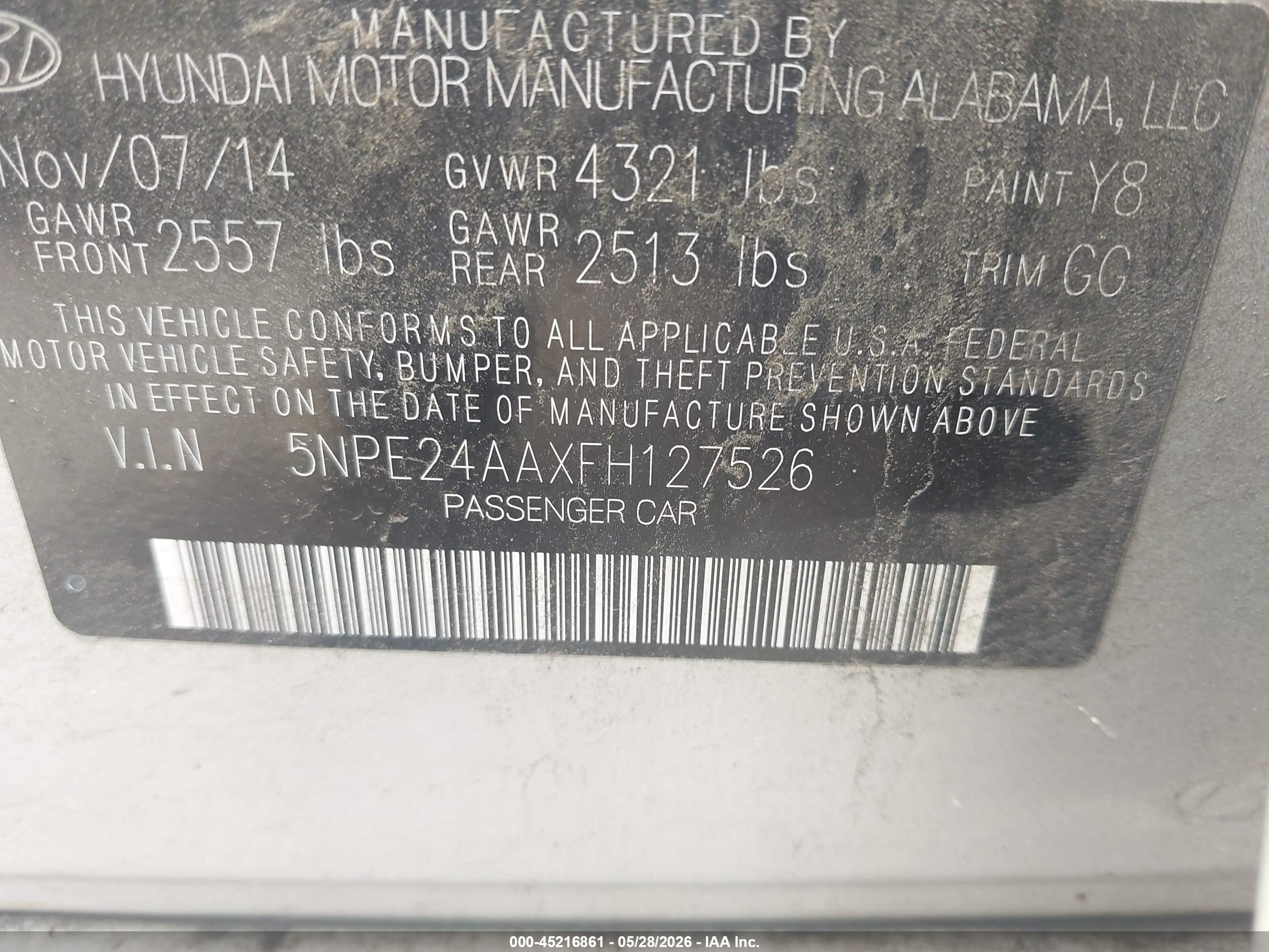 2015 Hyundai Sonata Eco Silver vin: 5NPE24AAXFH127526