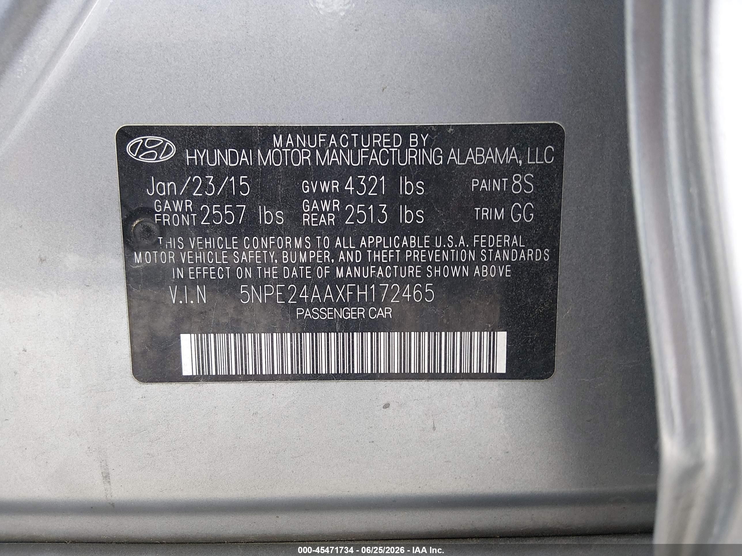 2015 Hyundai Sonata Eco Silver vin: 5NPE24AAXFH172465