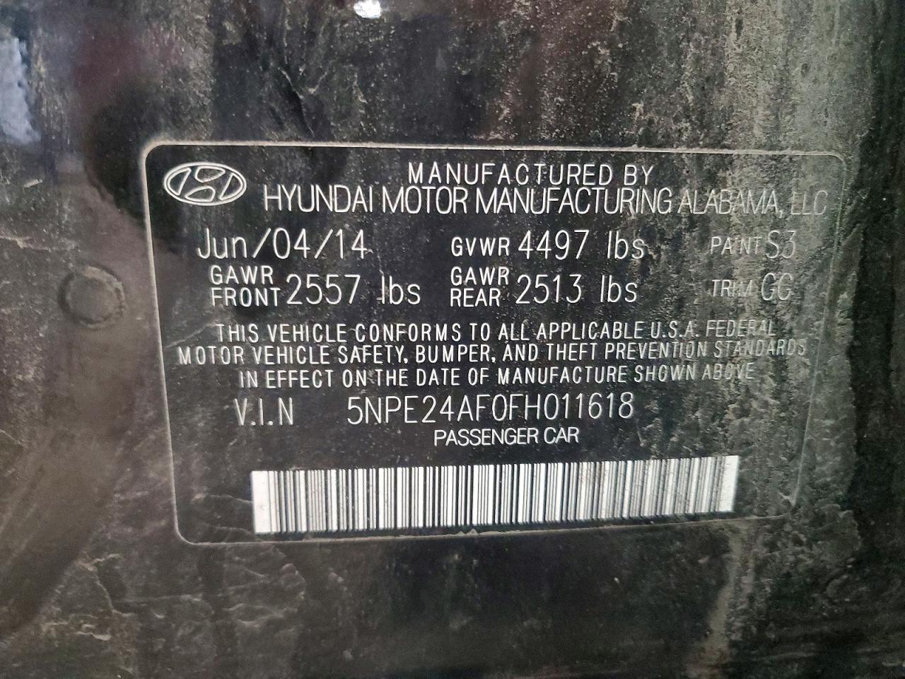 2015 Hyundai Sonata Se Black vin: 5NPE24AF0FH011618
