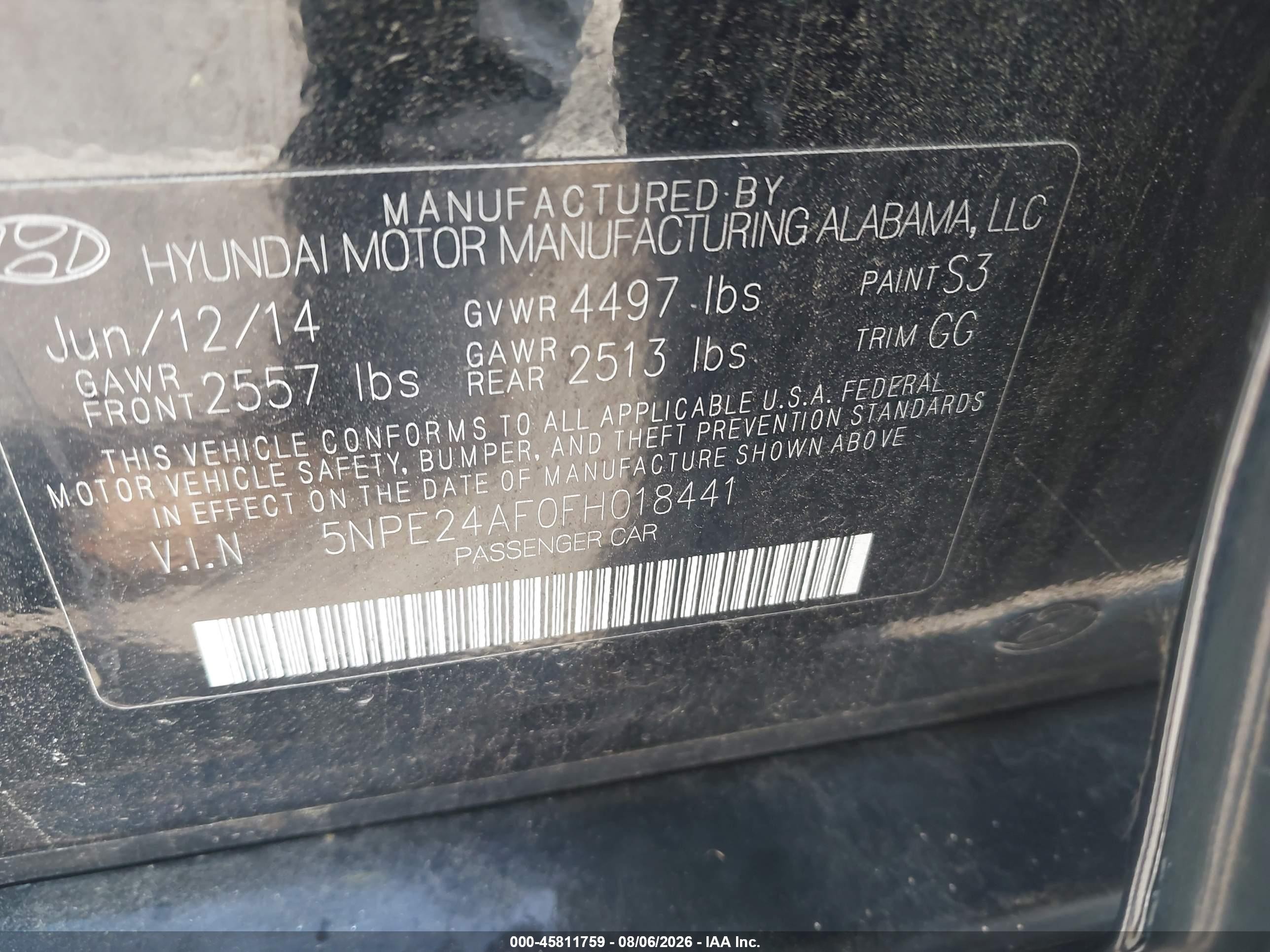 2015 Hyundai Sonata Se Черный vin: 5NPE24AF0FH018441