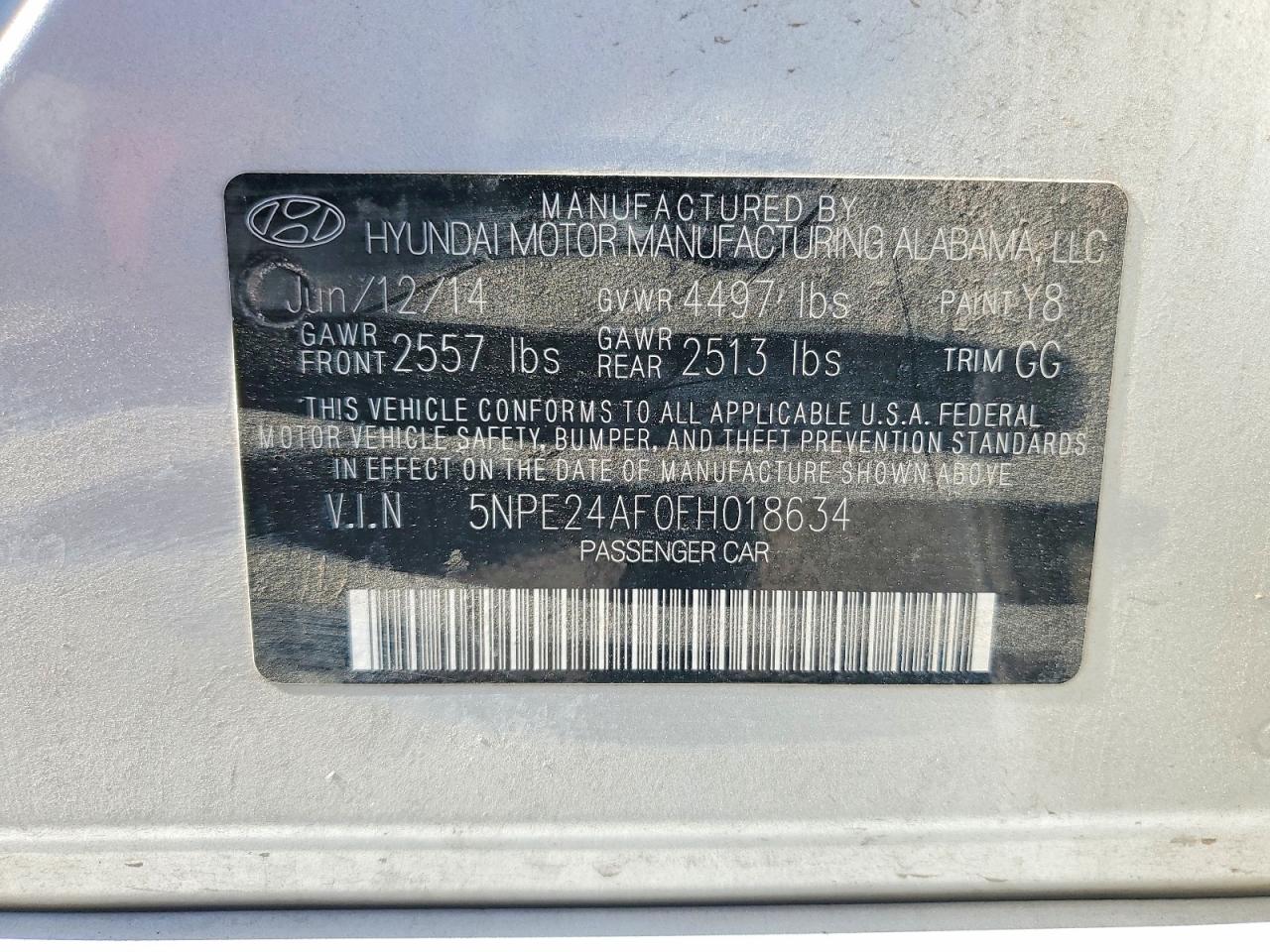 2015 Hyundai Sonata Se Silver vin: 5NPE24AF0FH018634