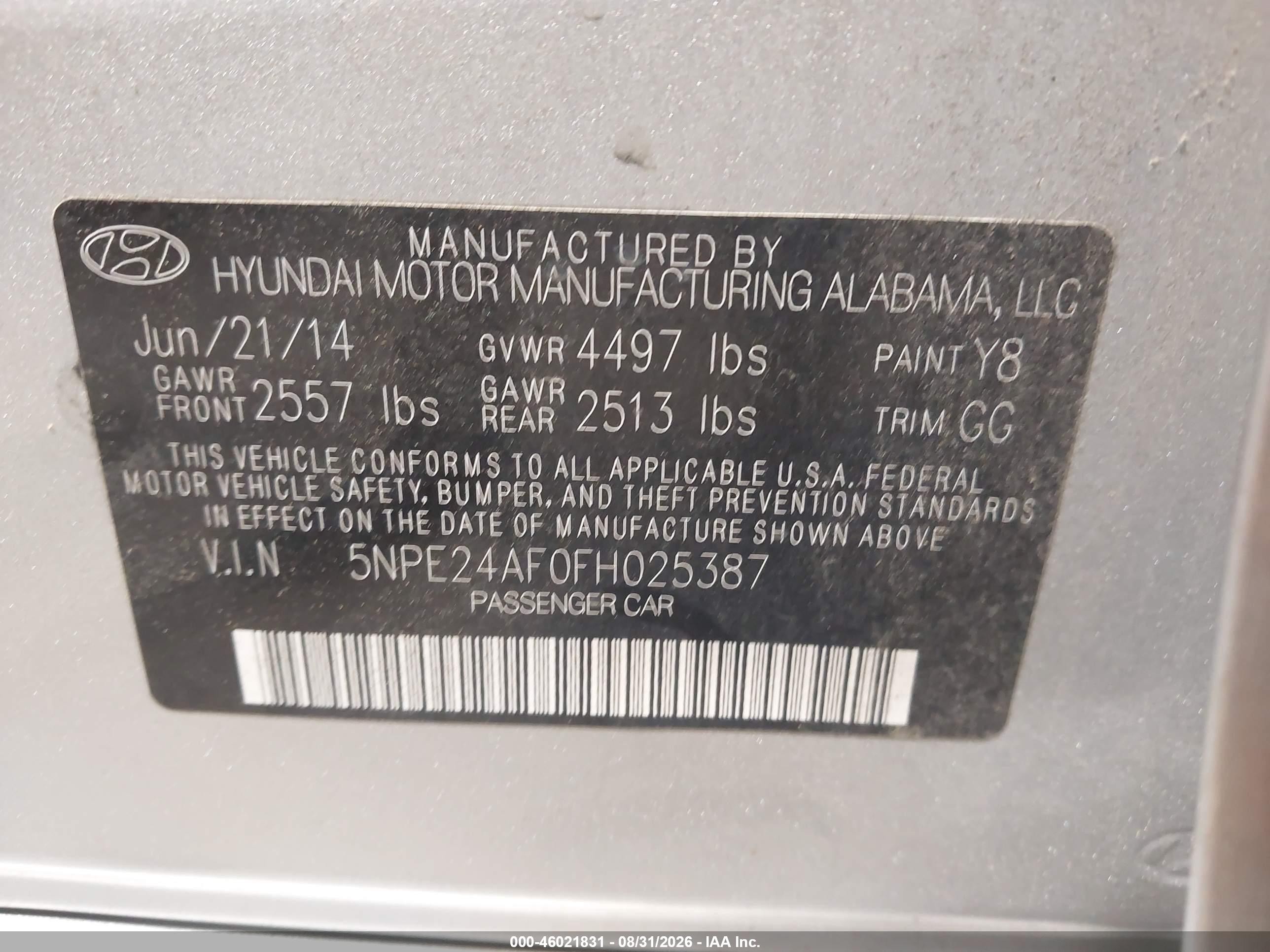 2015 Hyundai Sonata Se Silver vin: 5NPE24AF0FH025387