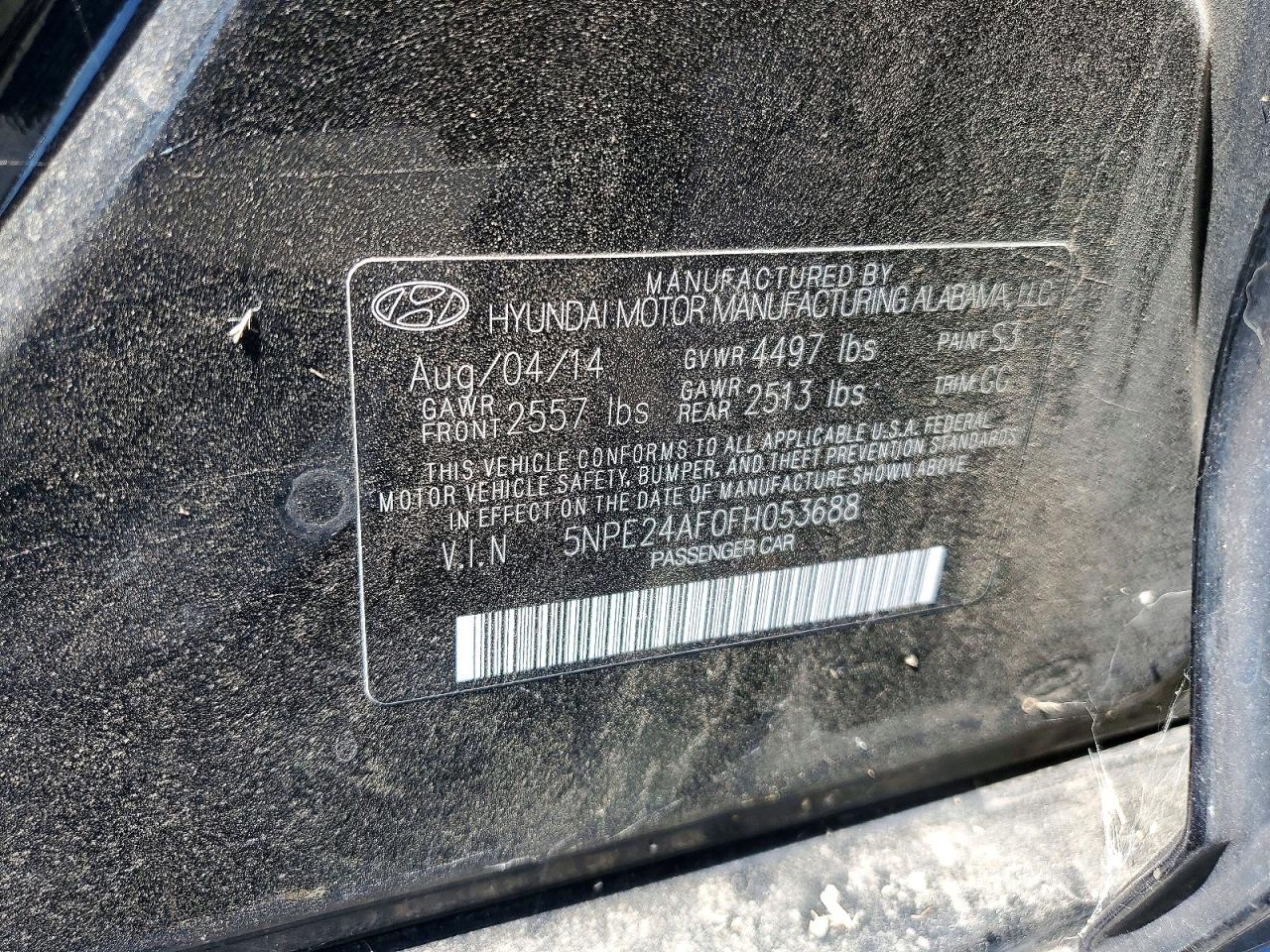 2015 Hyundai Sonata Se Black vin: 5NPE24AF0FH053688