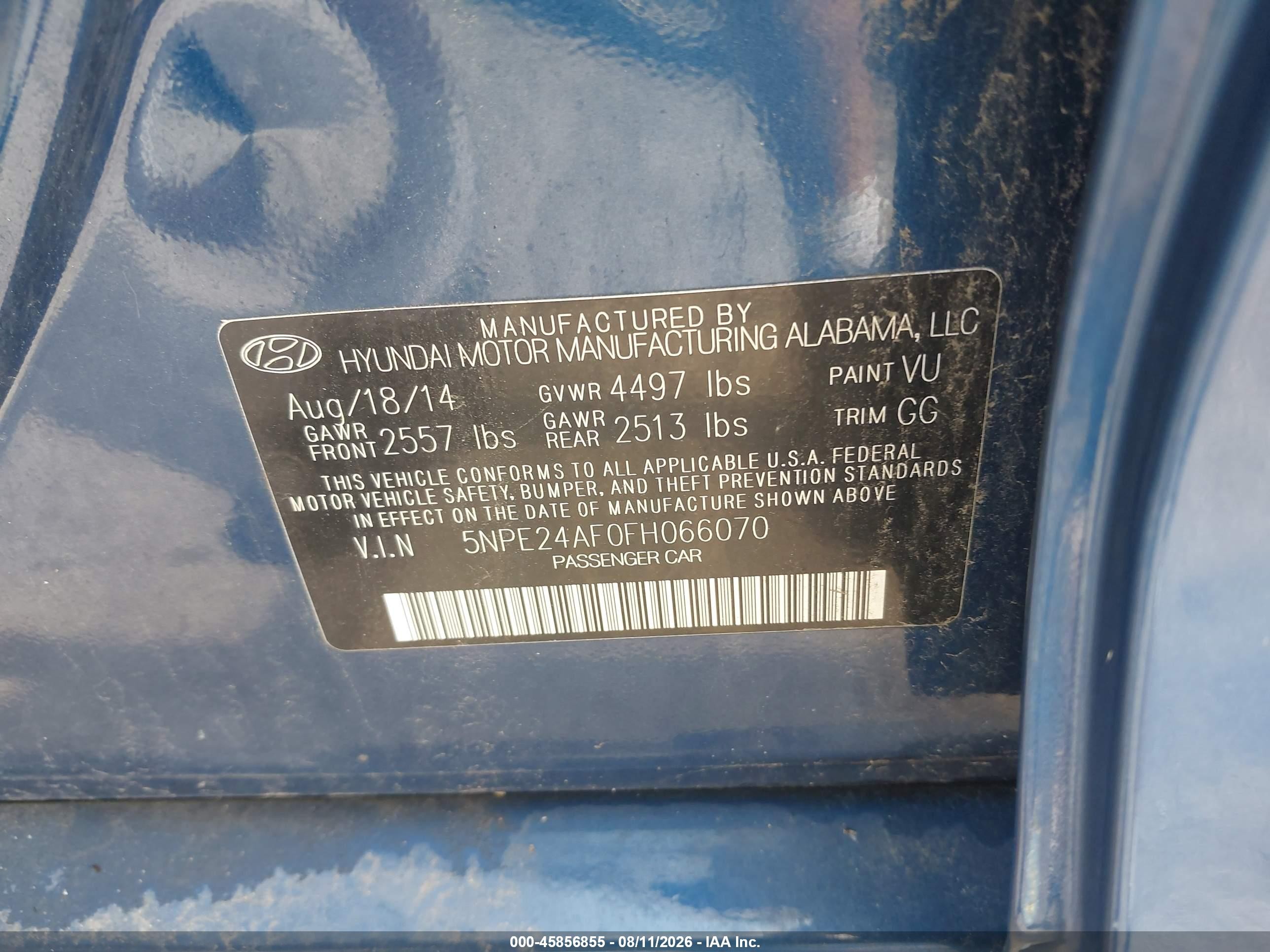 2015 Hyundai Sonata Se Blue vin: 5NPE24AF0FH066070