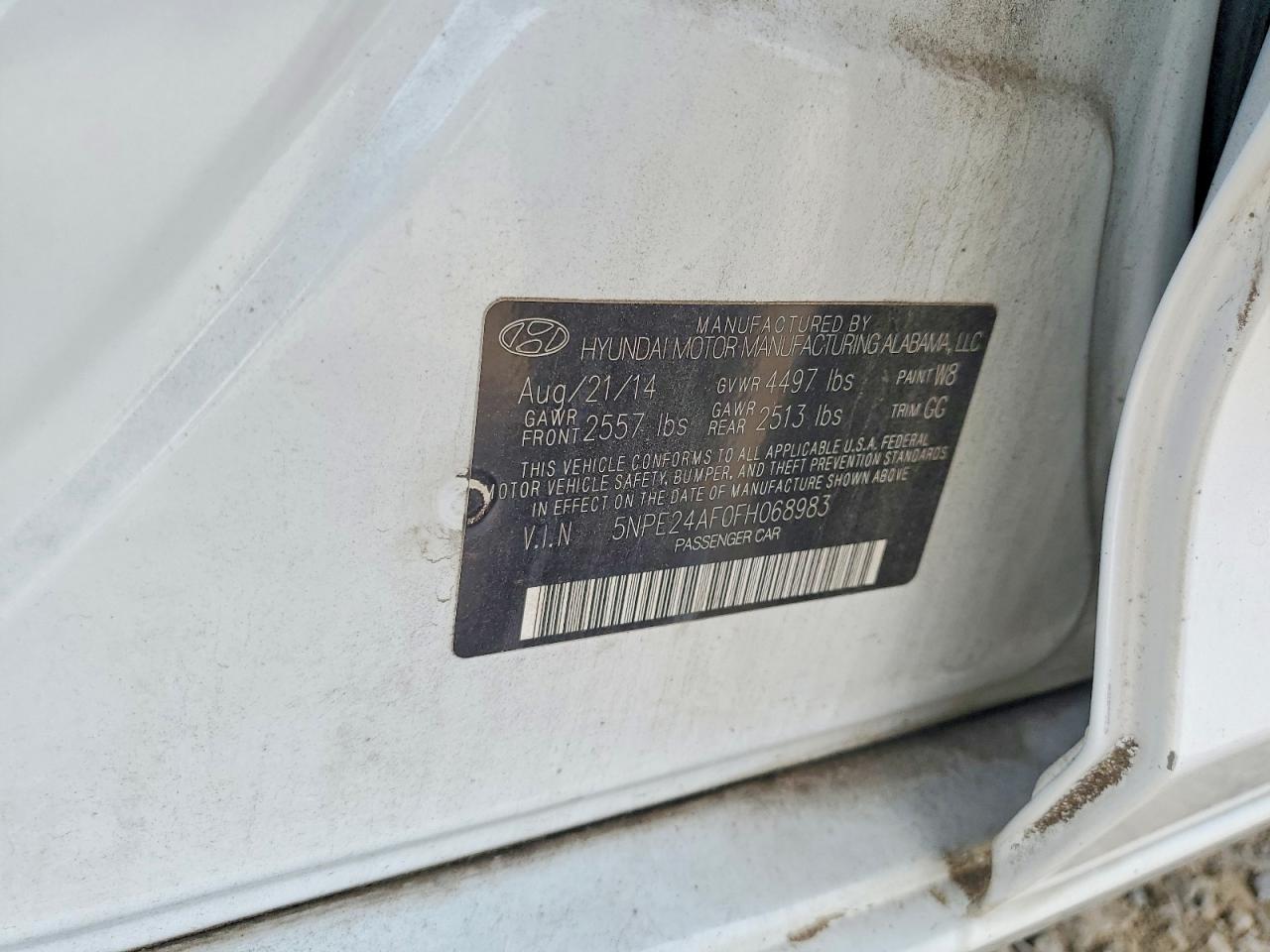 2015 Hyundai Sonata Se Белый vin: 5NPE24AF0FH068983