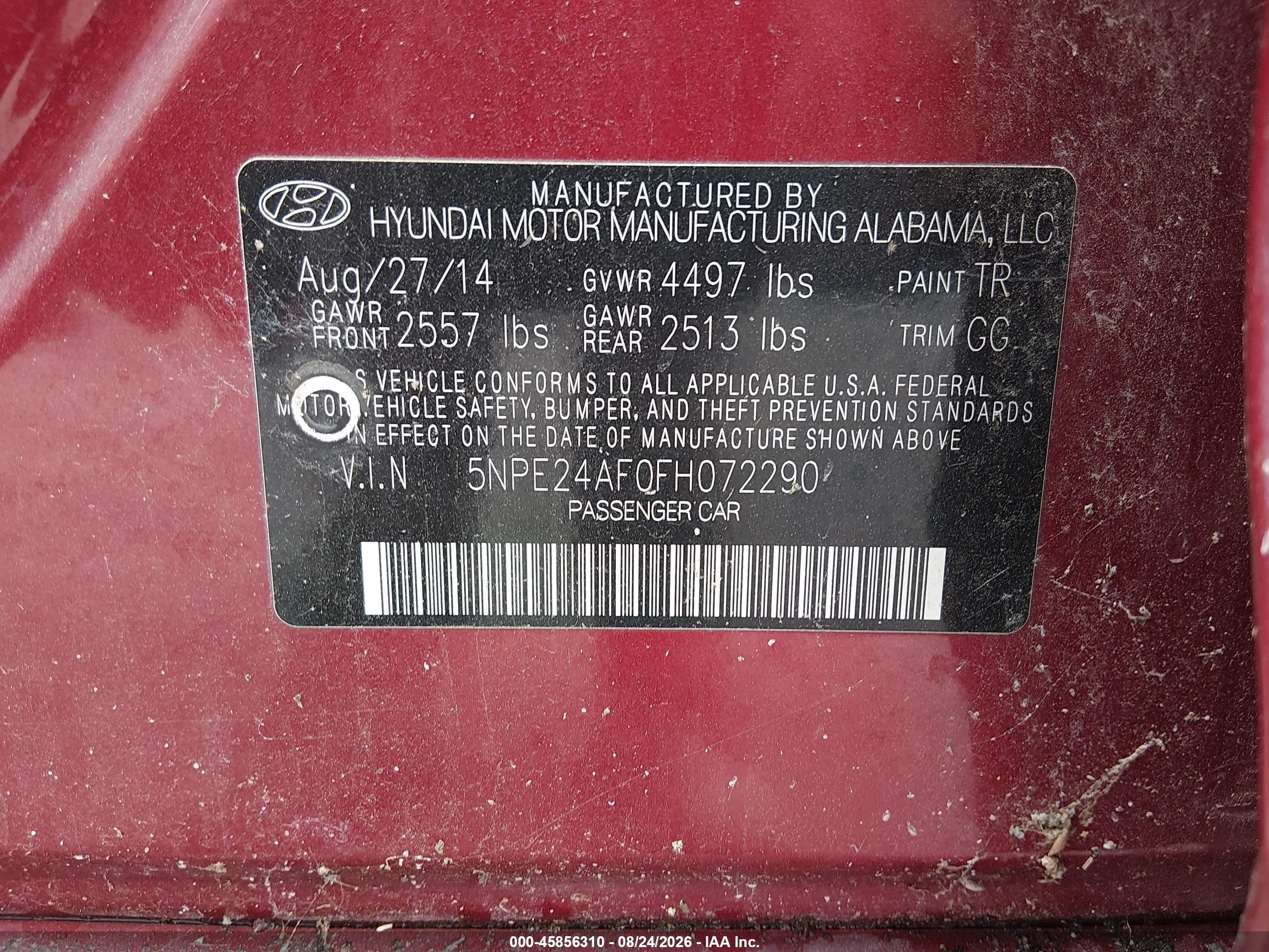 2015 Hyundai Sonata Se Red vin: 5NPE24AF0FH072290
