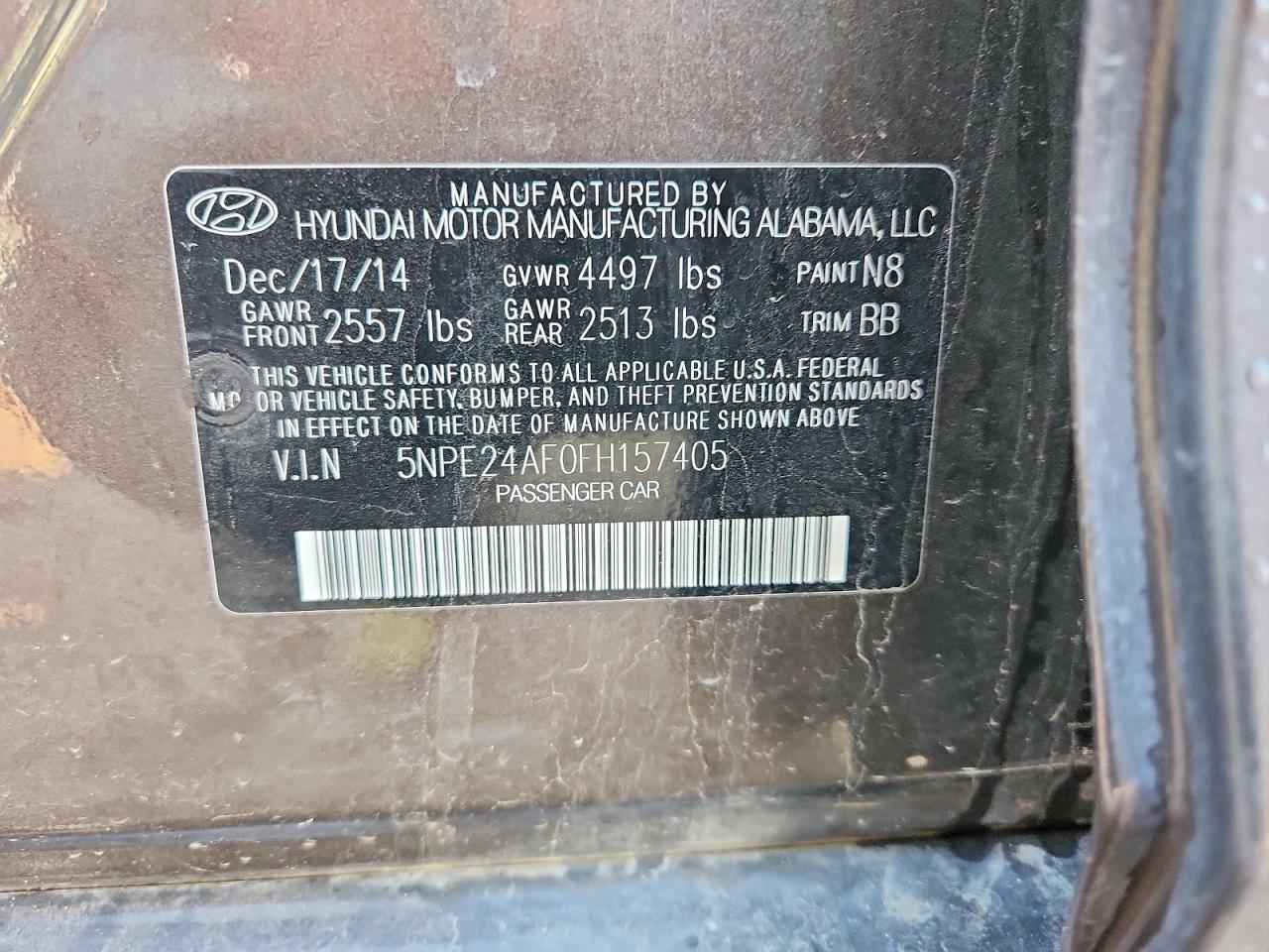 2015 Hyundai Sonata Se Gray vin: 5NPE24AF0FH157405