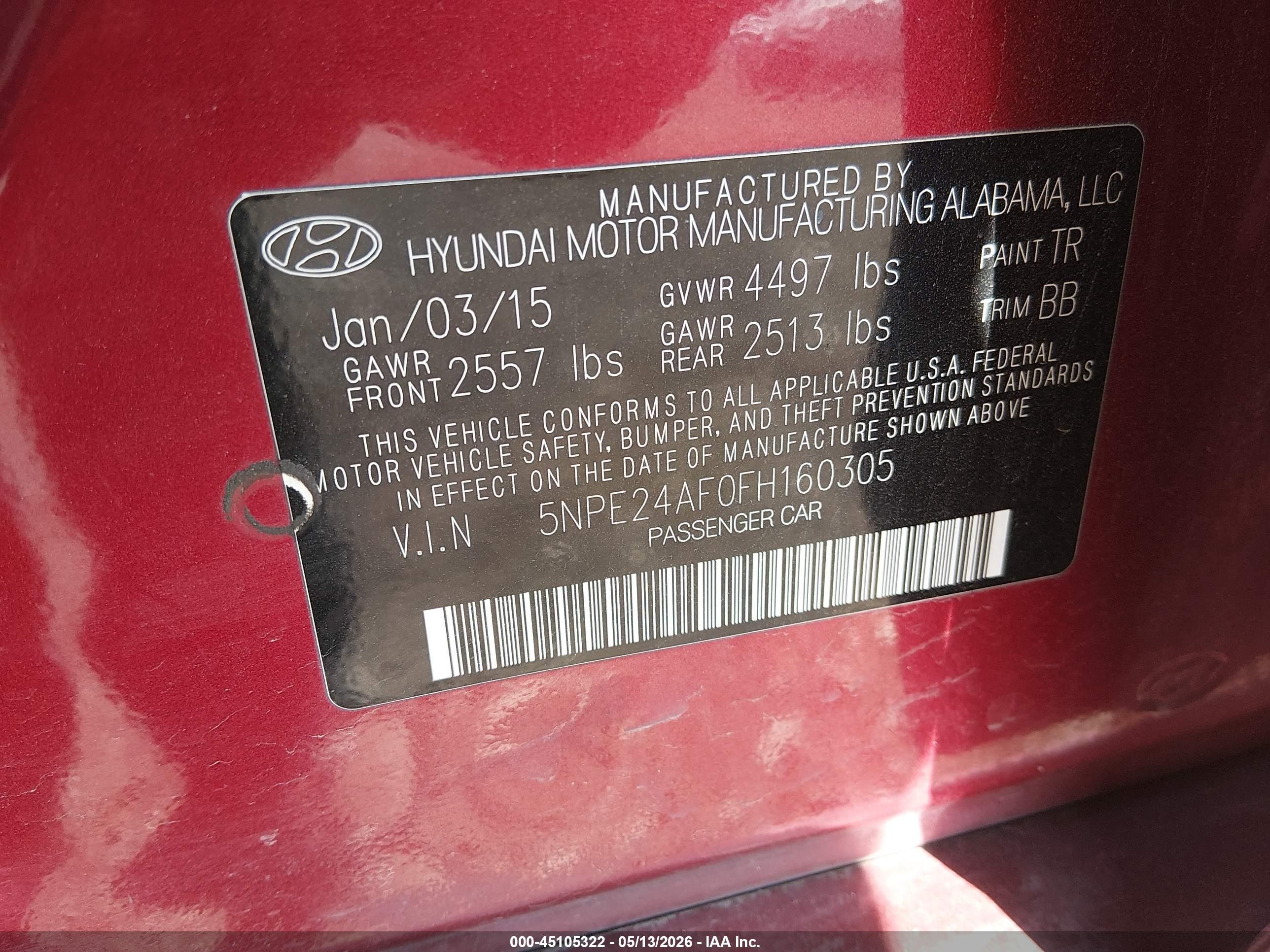 2015 Hyundai Sonata Se Red vin: 5NPE24AF0FH160305