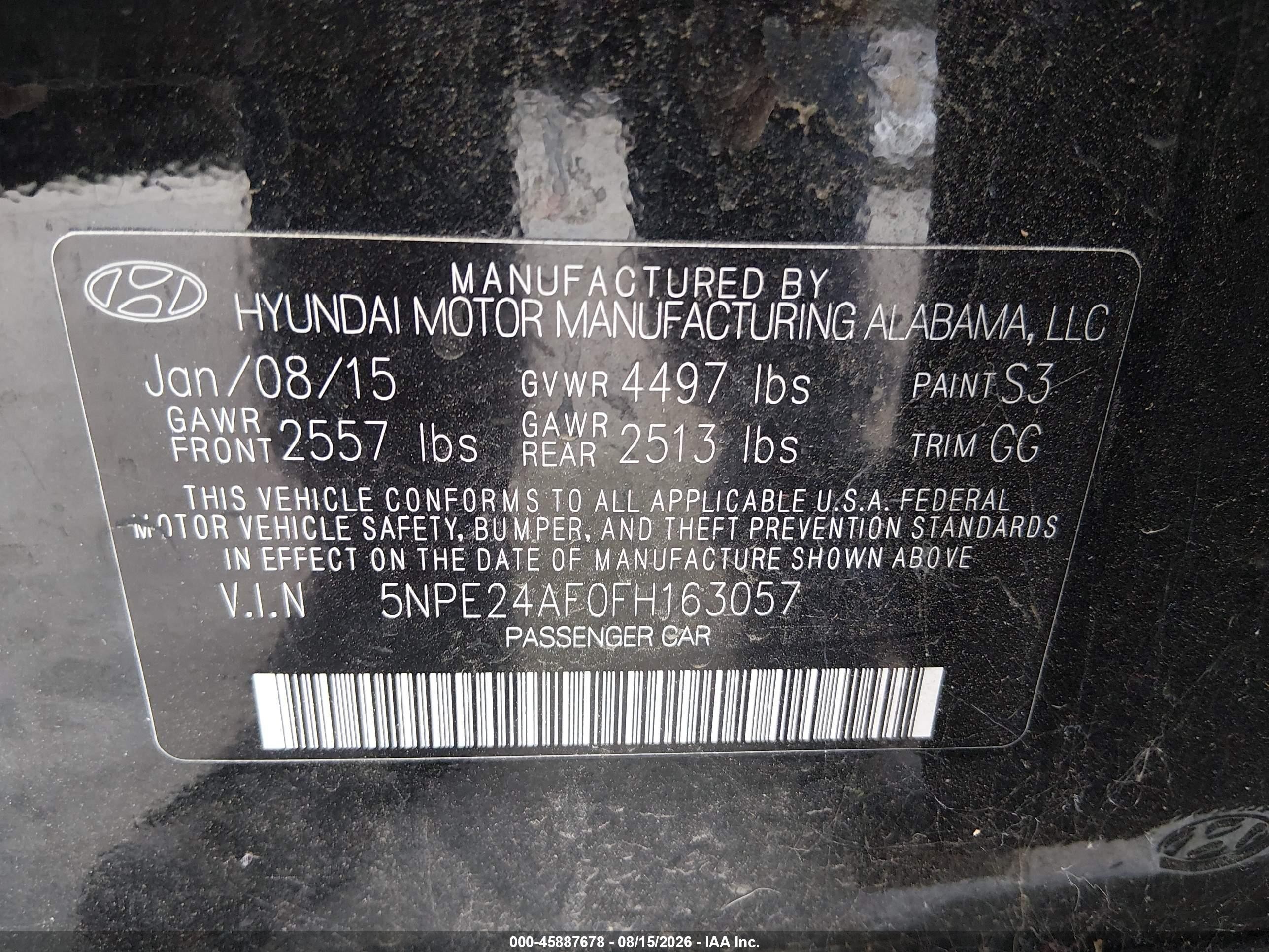 2015 Hyundai Sonata Se Черный vin: 5NPE24AF0FH163057