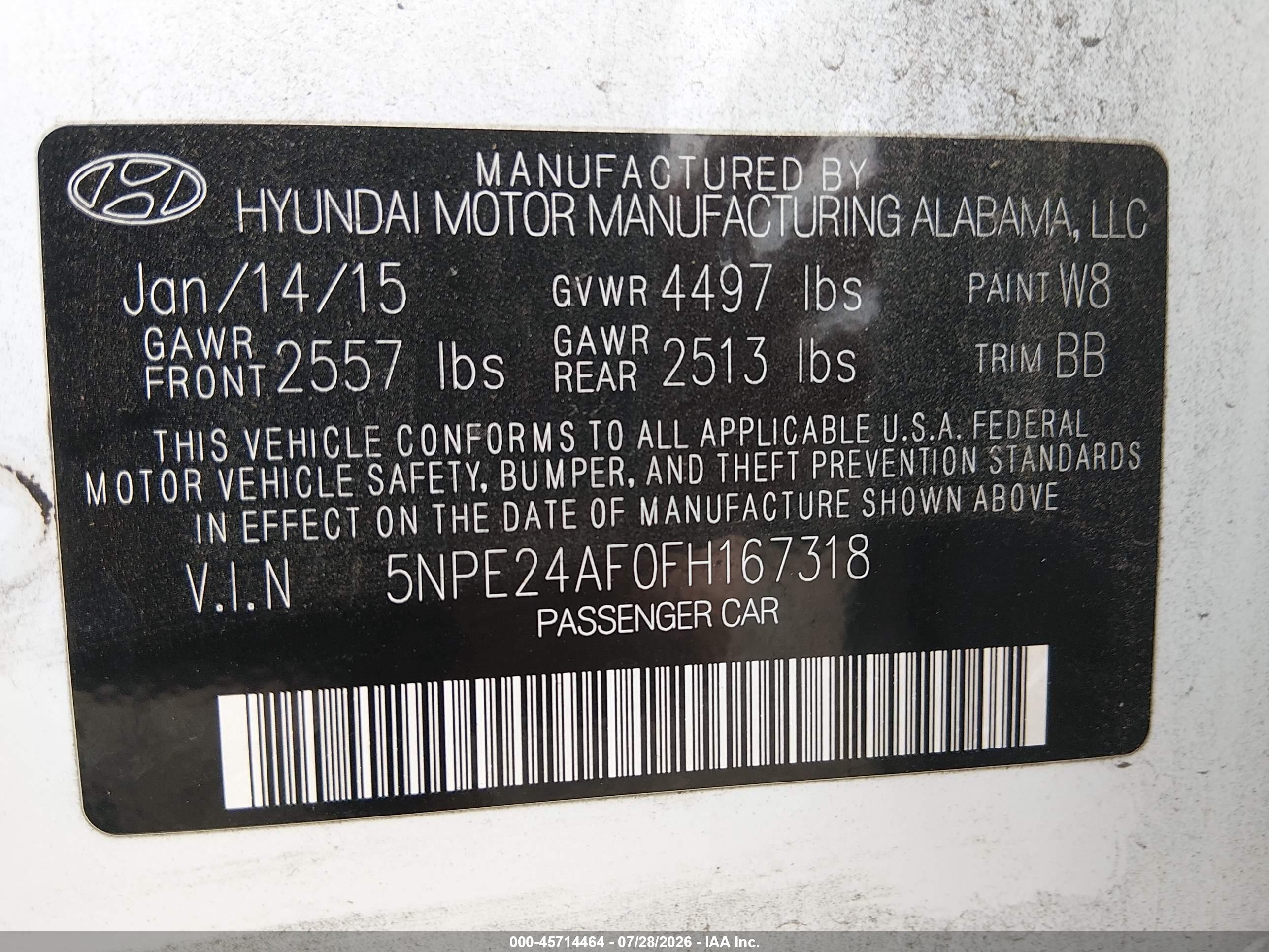 2015 Hyundai Sonata Se White vin: 5NPE24AF0FH167318
