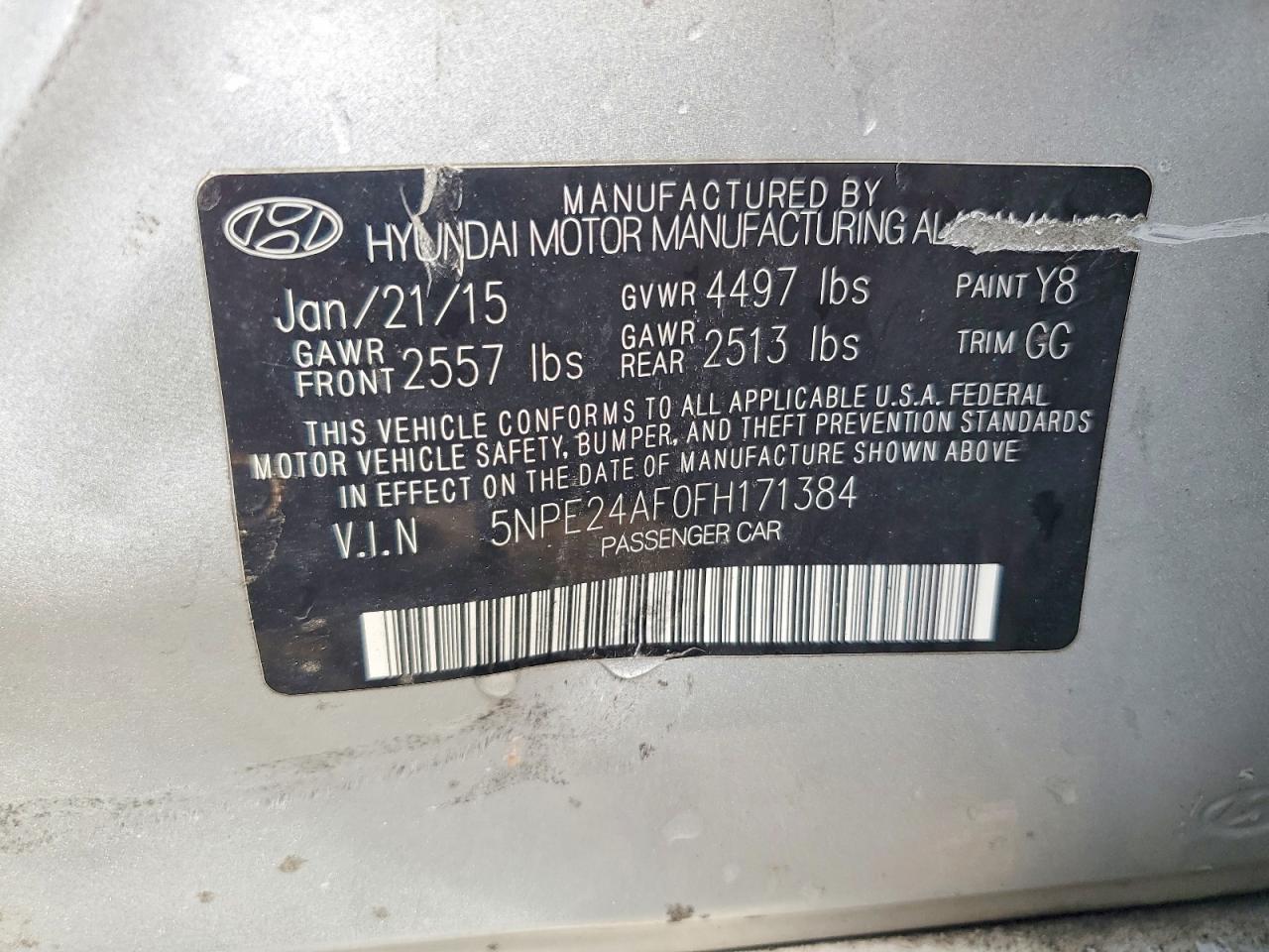 2015 Hyundai Sonata Se Silver vin: 5NPE24AF0FH171384