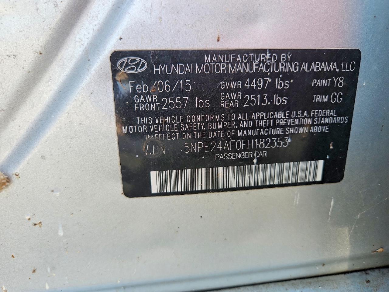 2015 Hyundai Sonata Se Silver vin: 5NPE24AF0FH182353