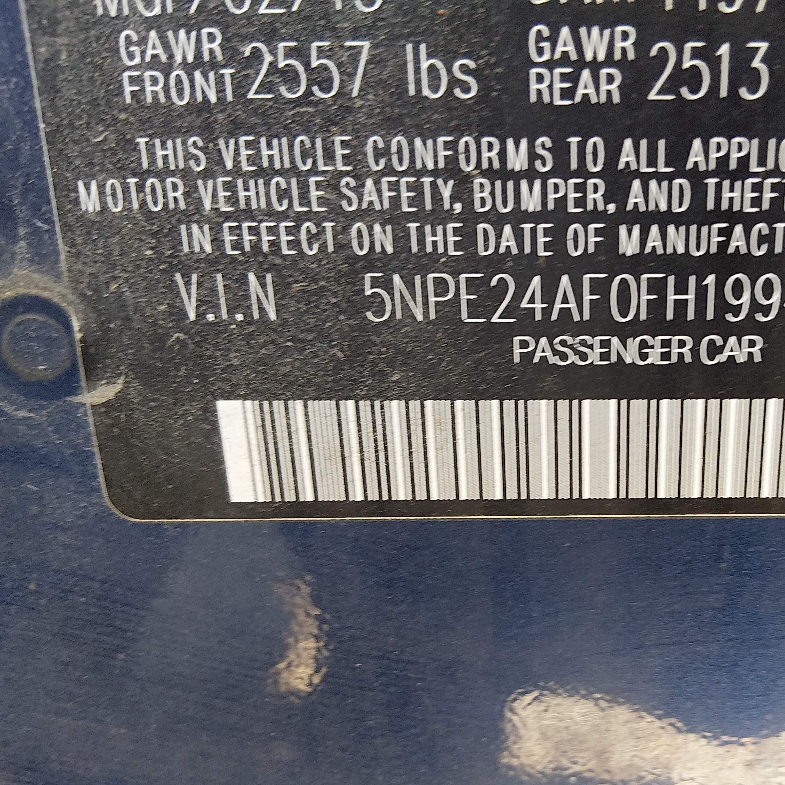 2015 Hyundai Sonata Se Blue vin: 5NPE24AF0FH199427
