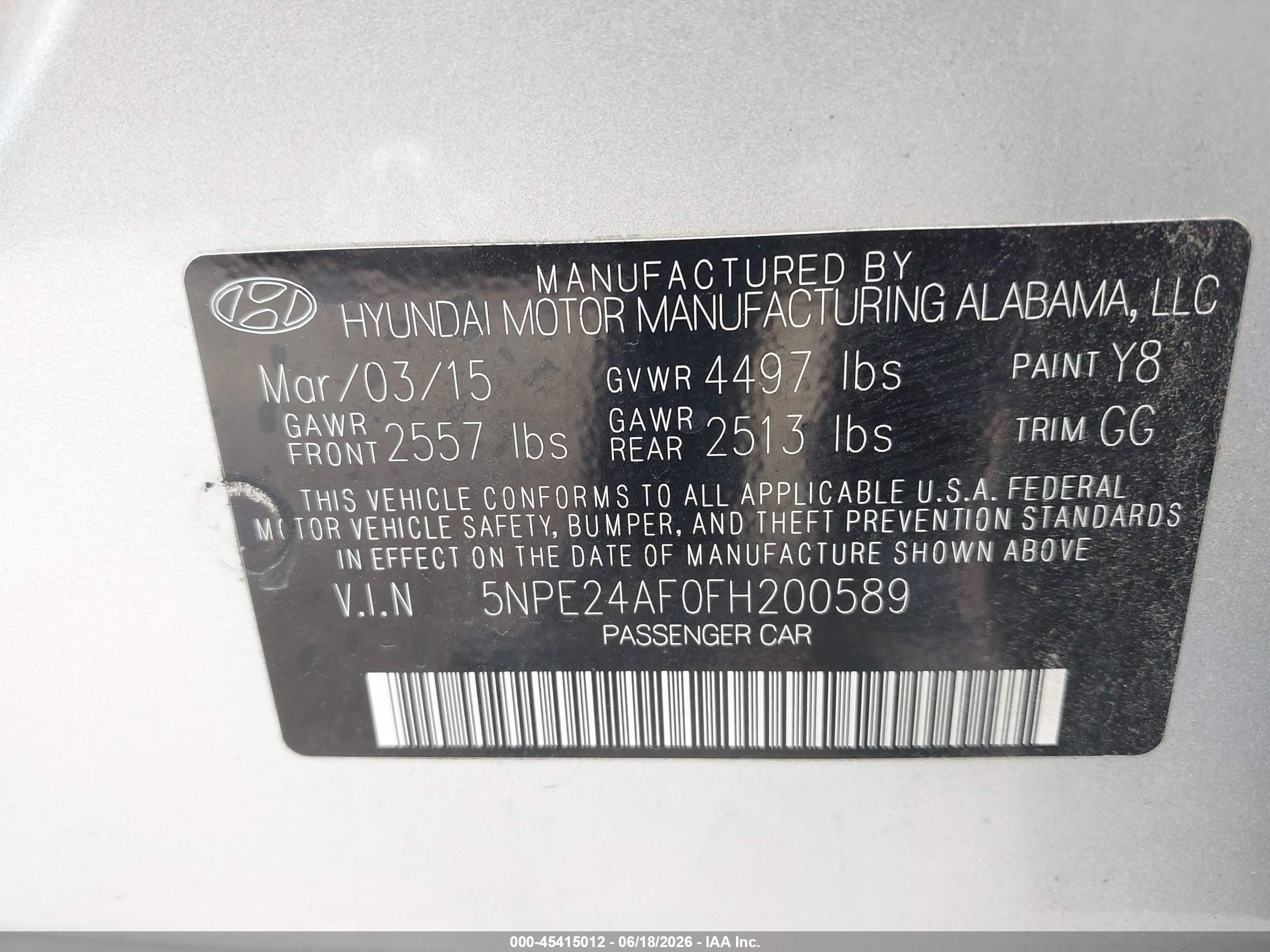 2015 Hyundai Sonata Se Silver vin: 5NPE24AF0FH200589